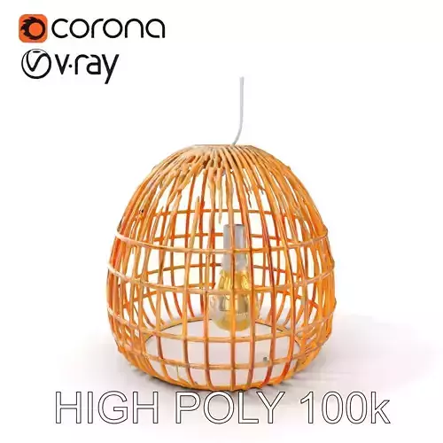 Wicker Pendant Lamp model pack with detailed textures Low-poly 3D model