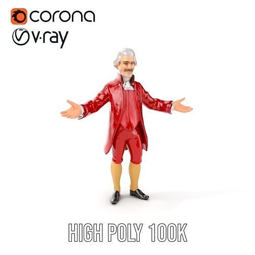th Century Aristocrat D Model  Rigged and Animated Low-poly 3D model