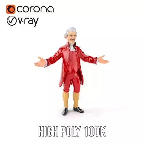 th Century Aristocrat D Model  Rigged and Animated Low-poly 3D model