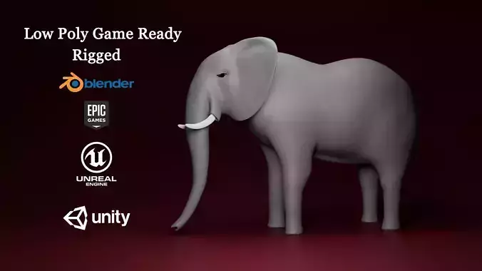 Low Poly Rigged Elephant Game Ready