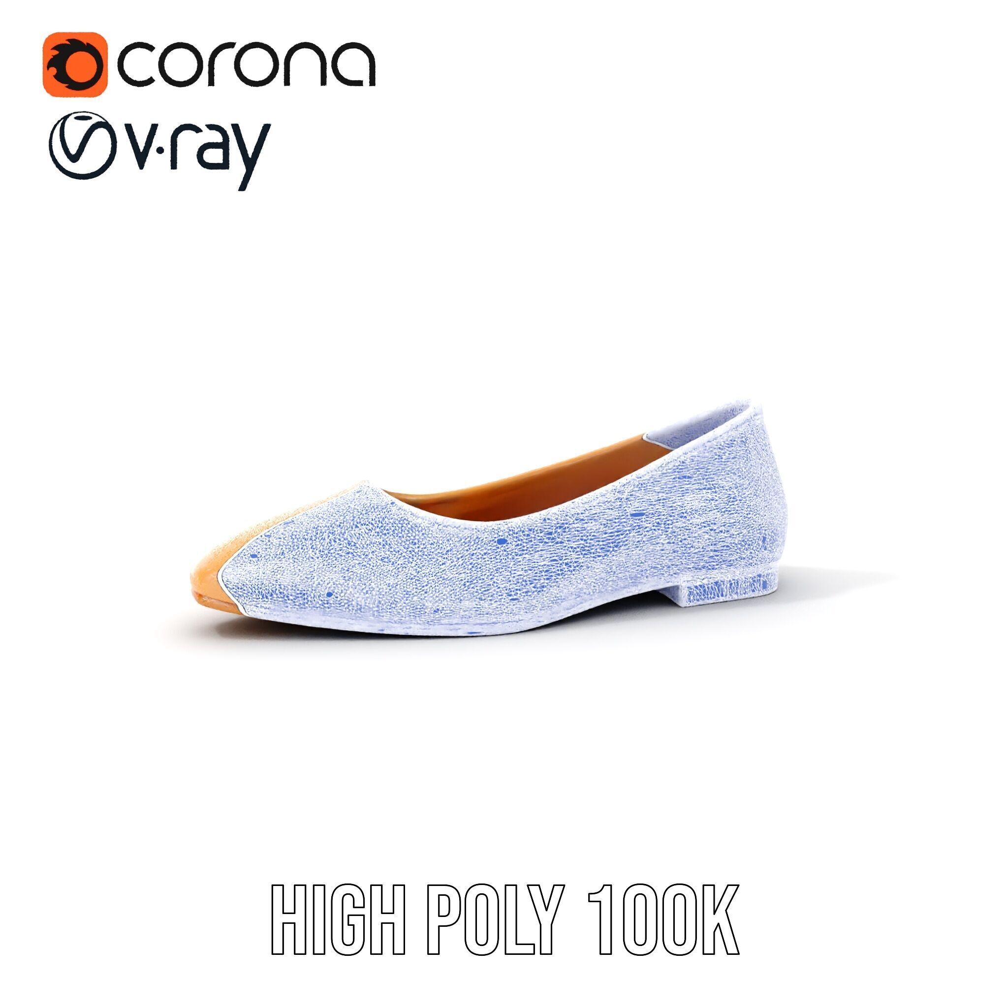 Womens Ballet Flat Shoe D Model Pack Low-poly 3D model_5
