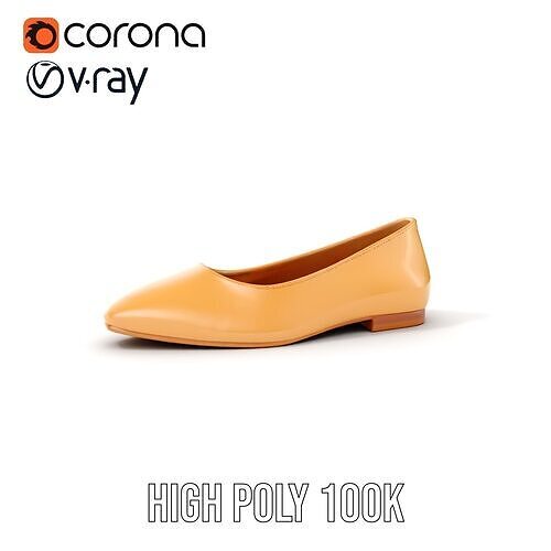 Womens Ballet Flat Shoe D Model Pack Low-poly 3D model