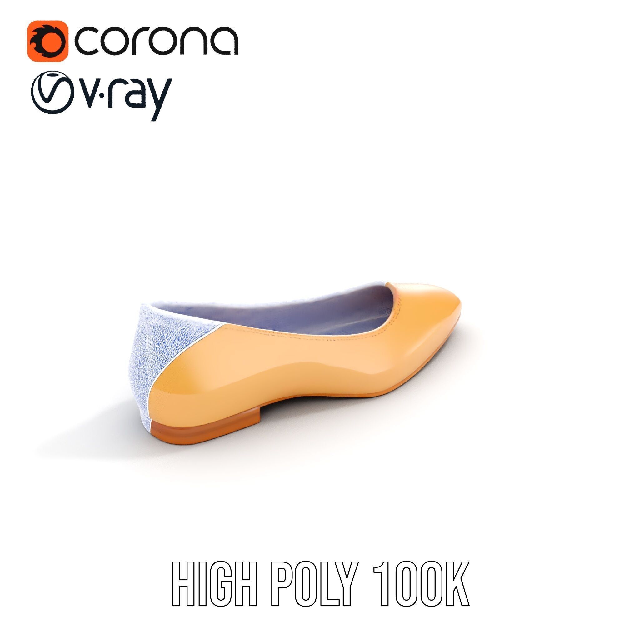 Womens Ballet Flat Shoe D Model Pack Low-poly 3D model_19