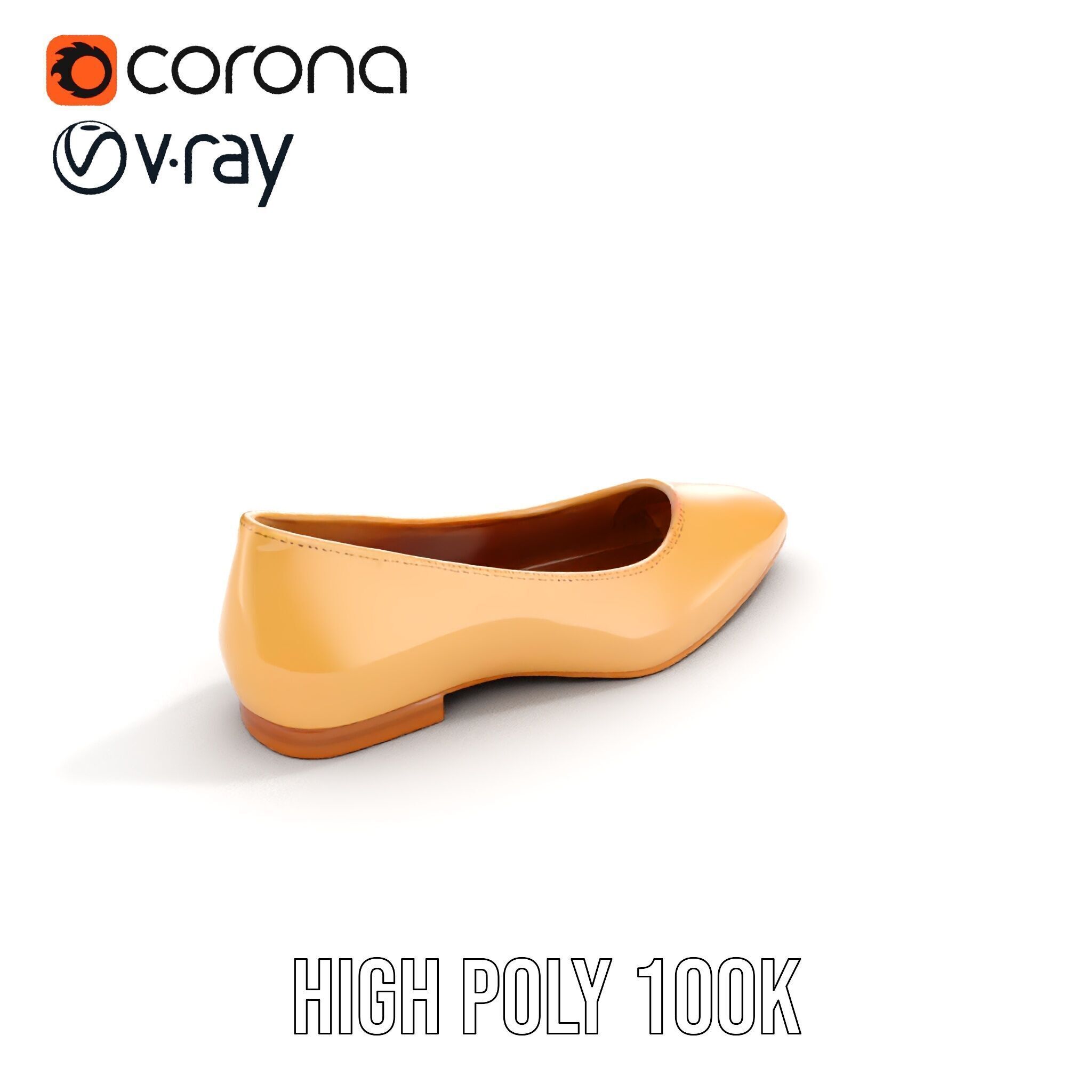 Womens Ballet Flat Shoe D Model Pack Low-poly 3D model_10