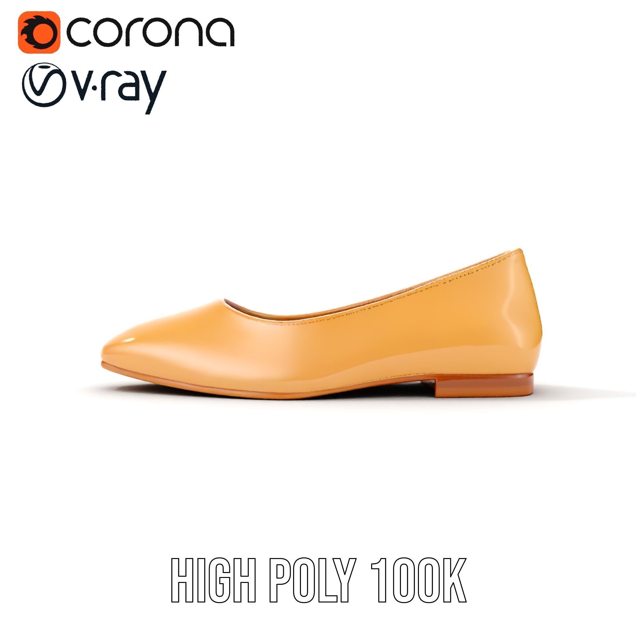 Womens Ballet Flat Shoe D Model Pack Low-poly 3D model_17