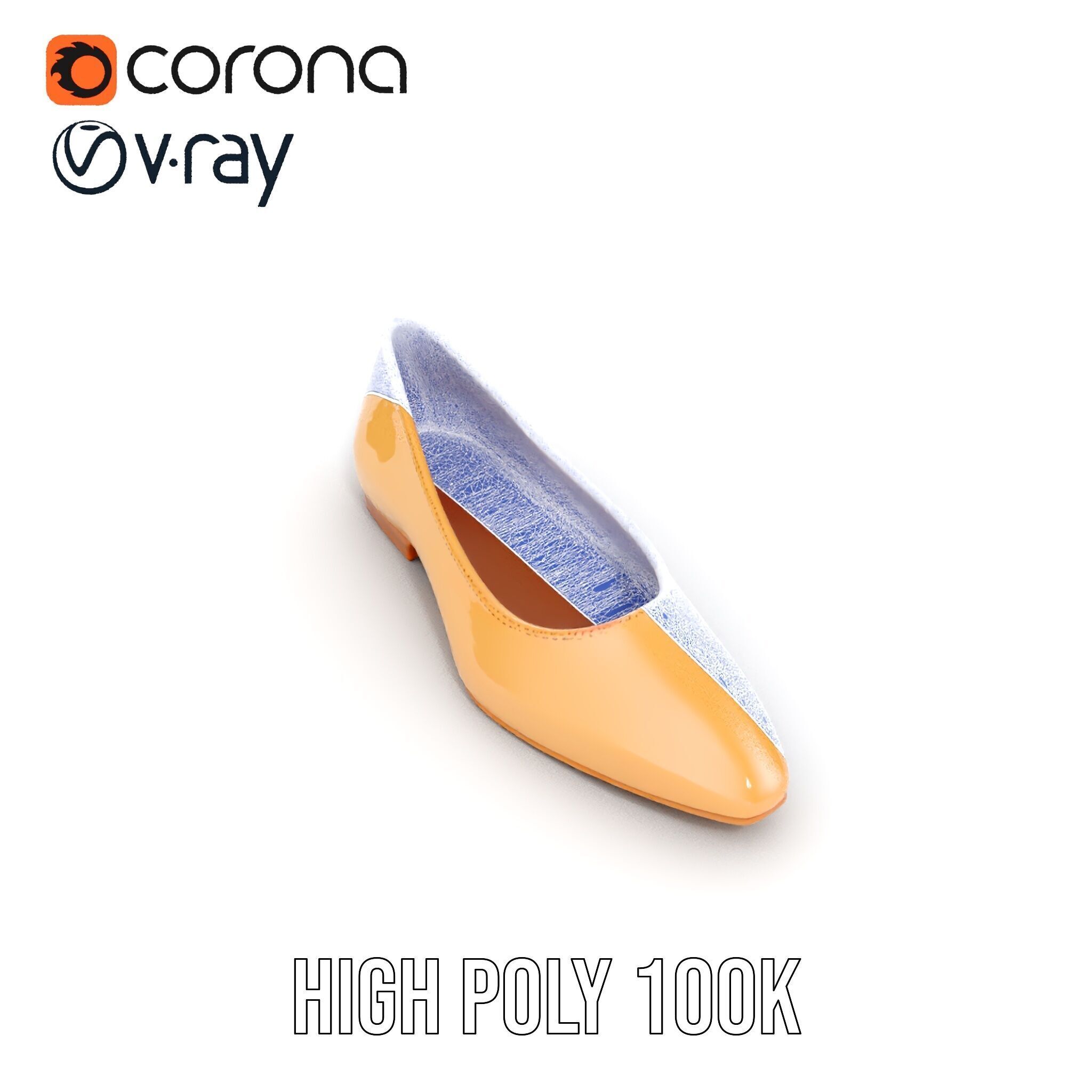 Womens Ballet Flat Shoe D Model Pack Low-poly 3D model_12