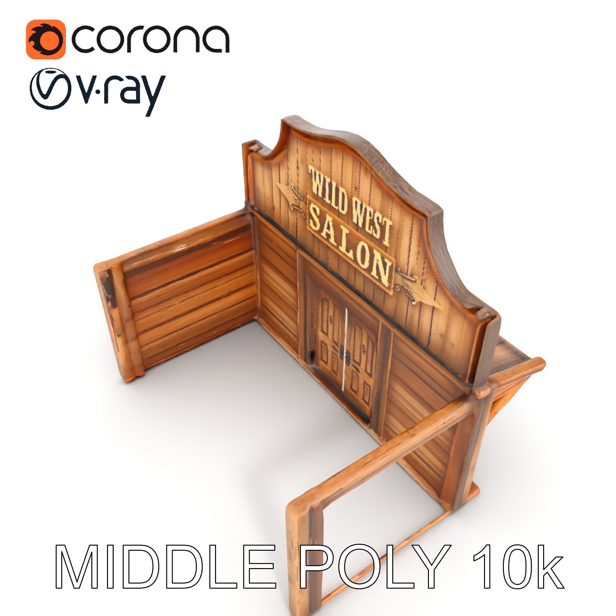 Wild West Salon model pack  Detailed Wooden Structure Low-poly 3D model_12