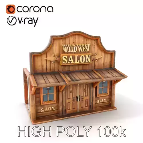 Wild West Salon model pack  Detailed Wooden Structure Low-poly 3D model
