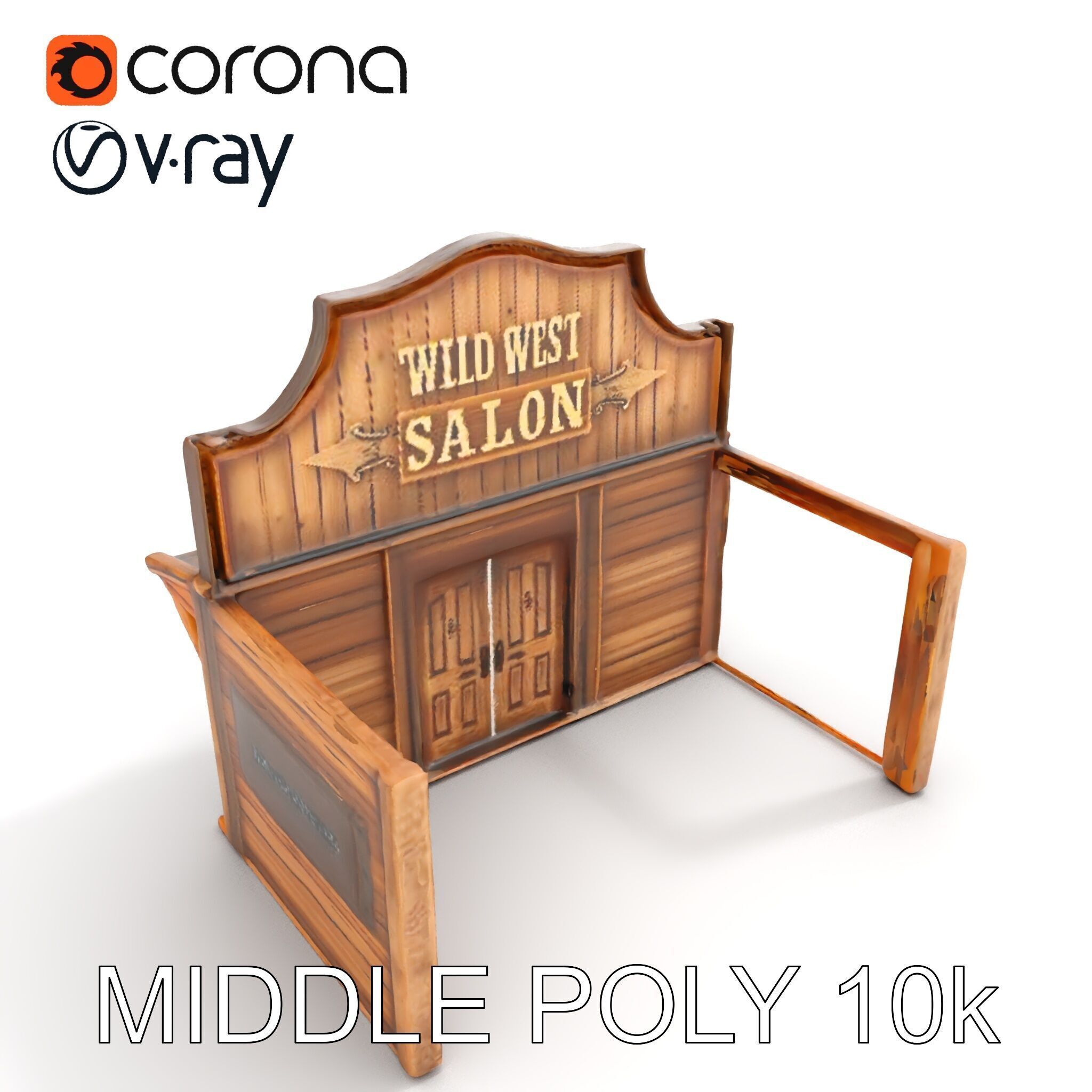 Wild West Salon model pack  Detailed Wooden Structure Low-poly 3D model_15