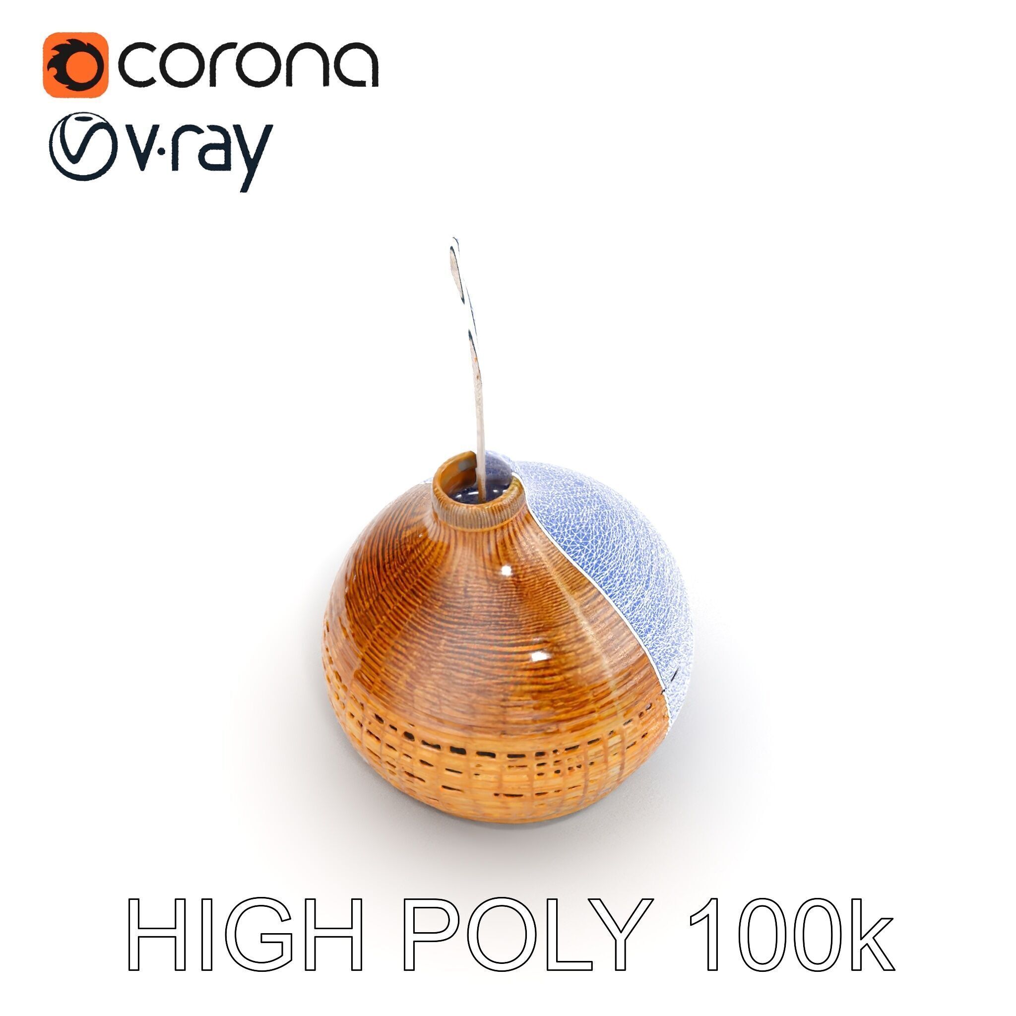 Decorative Wicker Lamp Shade Model Pack Low-poly 3D model_17