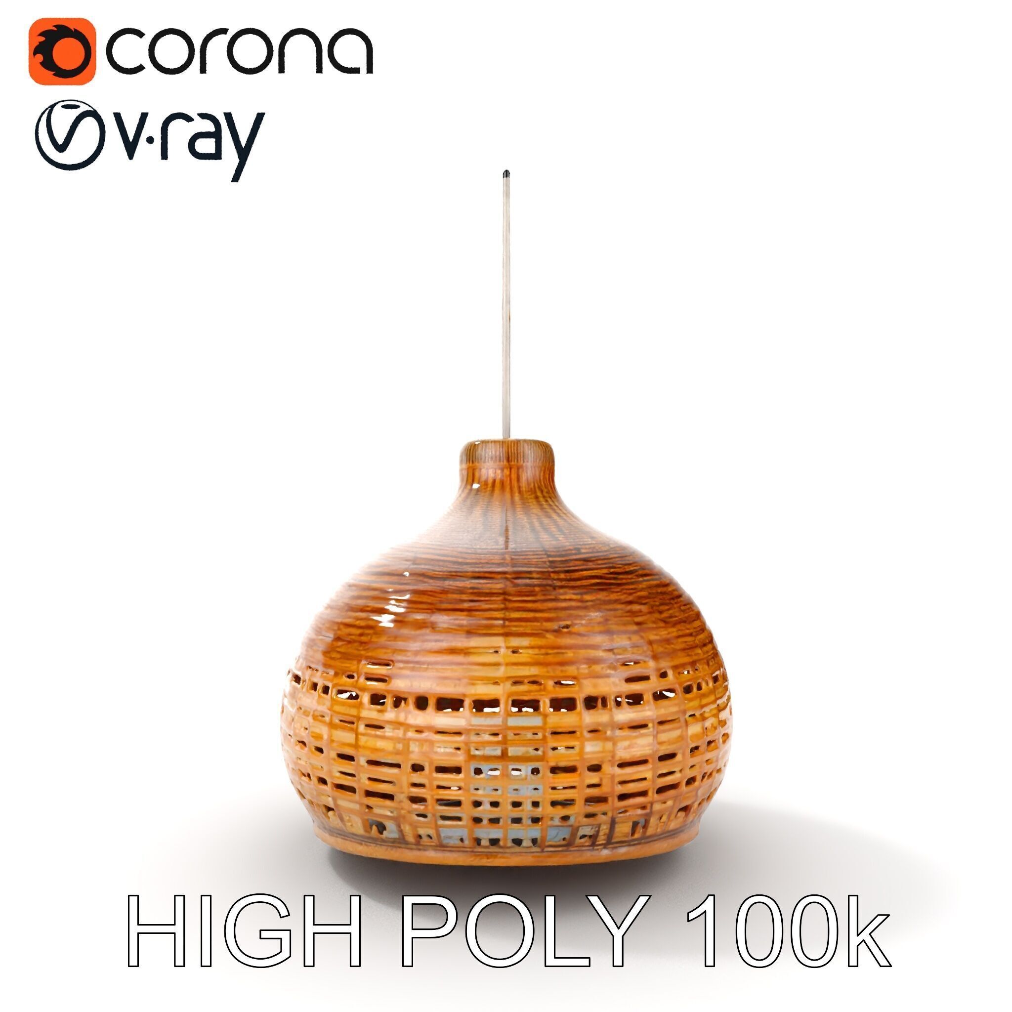 Decorative Wicker Lamp Shade Model Pack Low-poly 3D model_12