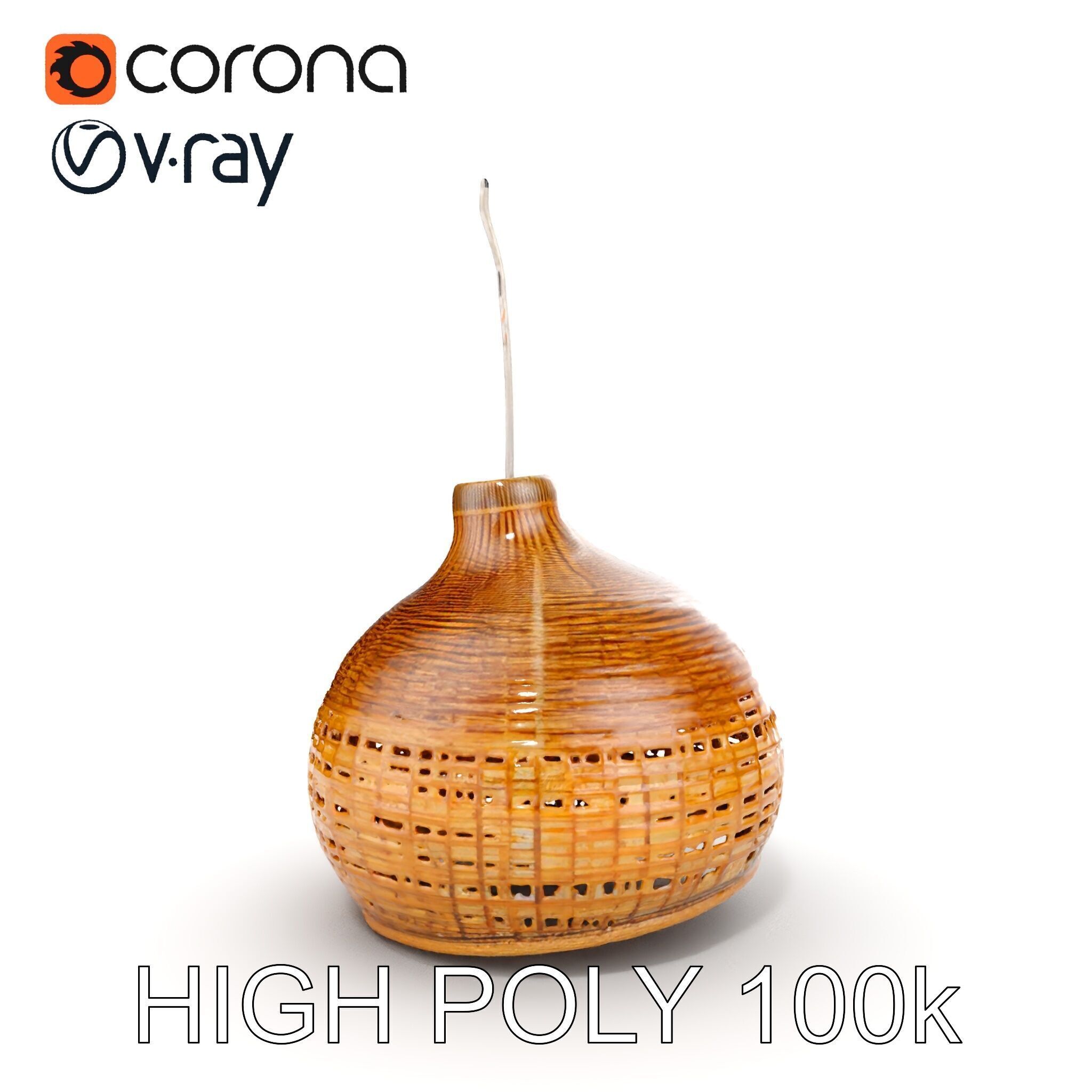 Decorative Wicker Lamp Shade Model Pack Low-poly 3D model_11