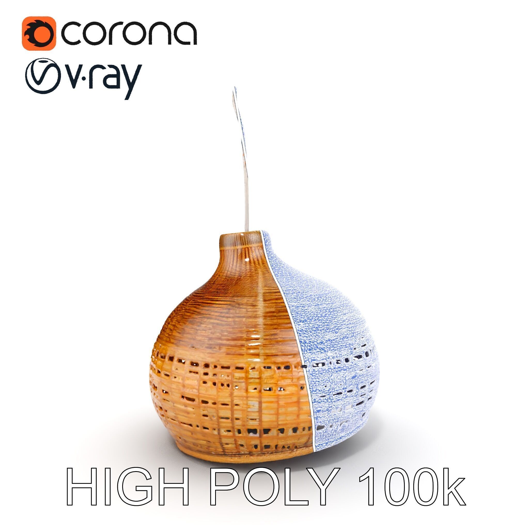 Decorative Wicker Lamp Shade Model Pack Low-poly 3D model_31