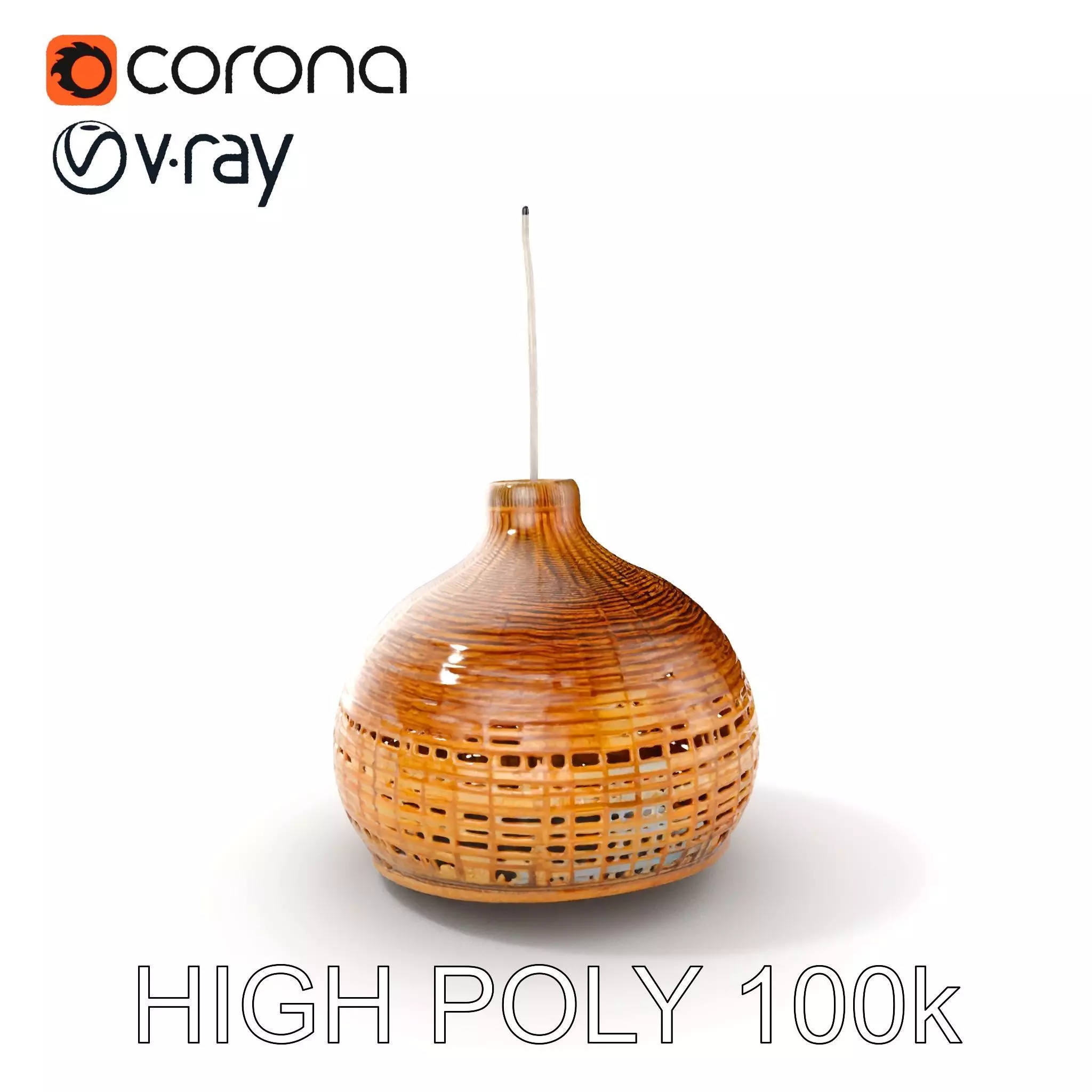 Decorative Wicker Lamp Shade Model Pack Low-poly 3D model_0