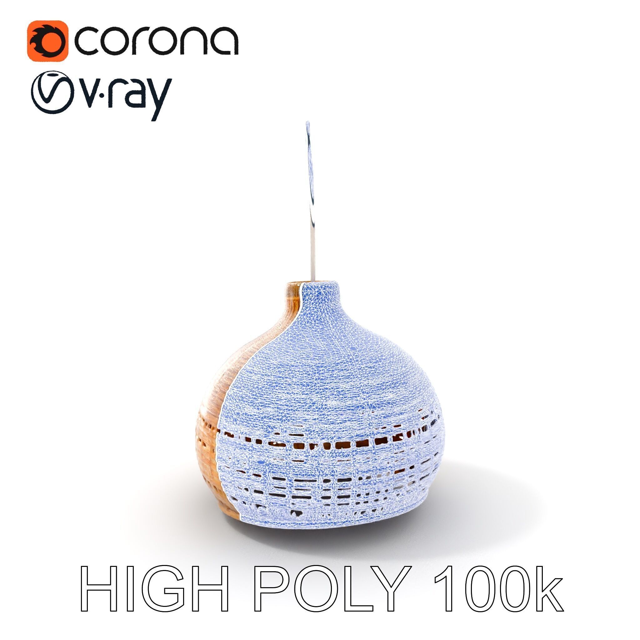 Decorative Wicker Lamp Shade Model Pack Low-poly 3D model_22