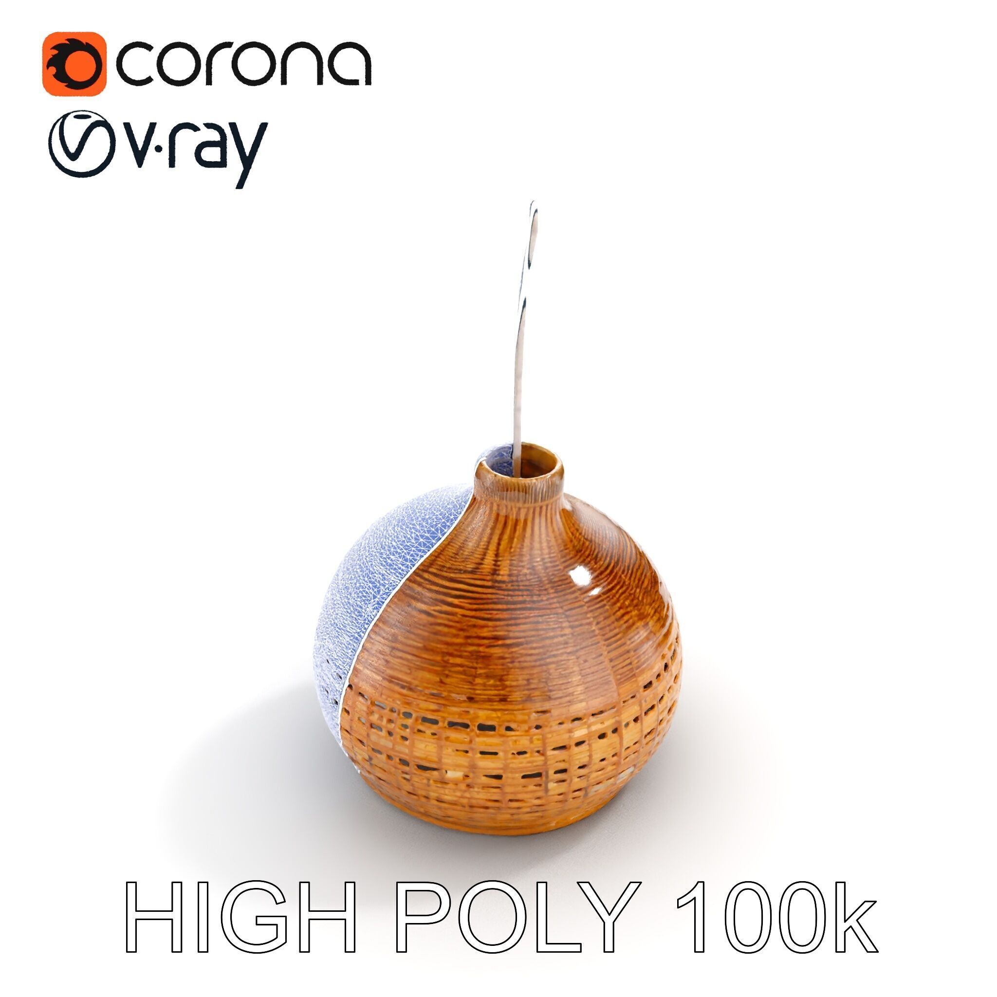 Decorative Wicker Lamp Shade Model Pack Low-poly 3D model_9