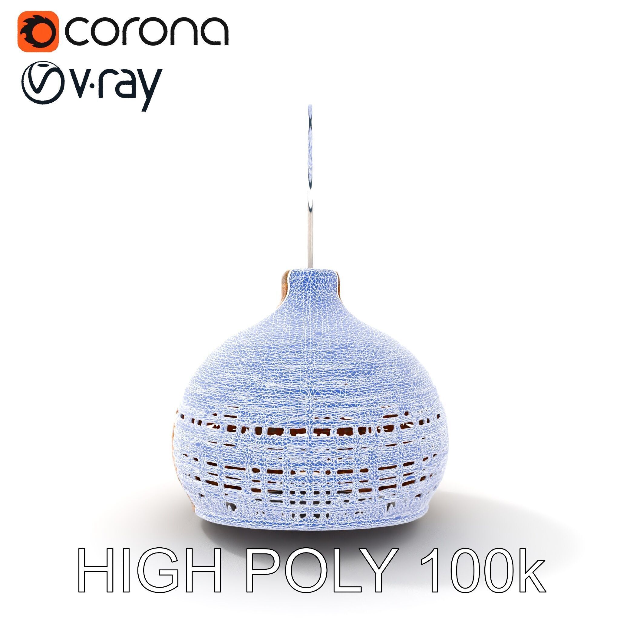 Decorative Wicker Lamp Shade Model Pack Low-poly 3D model_14