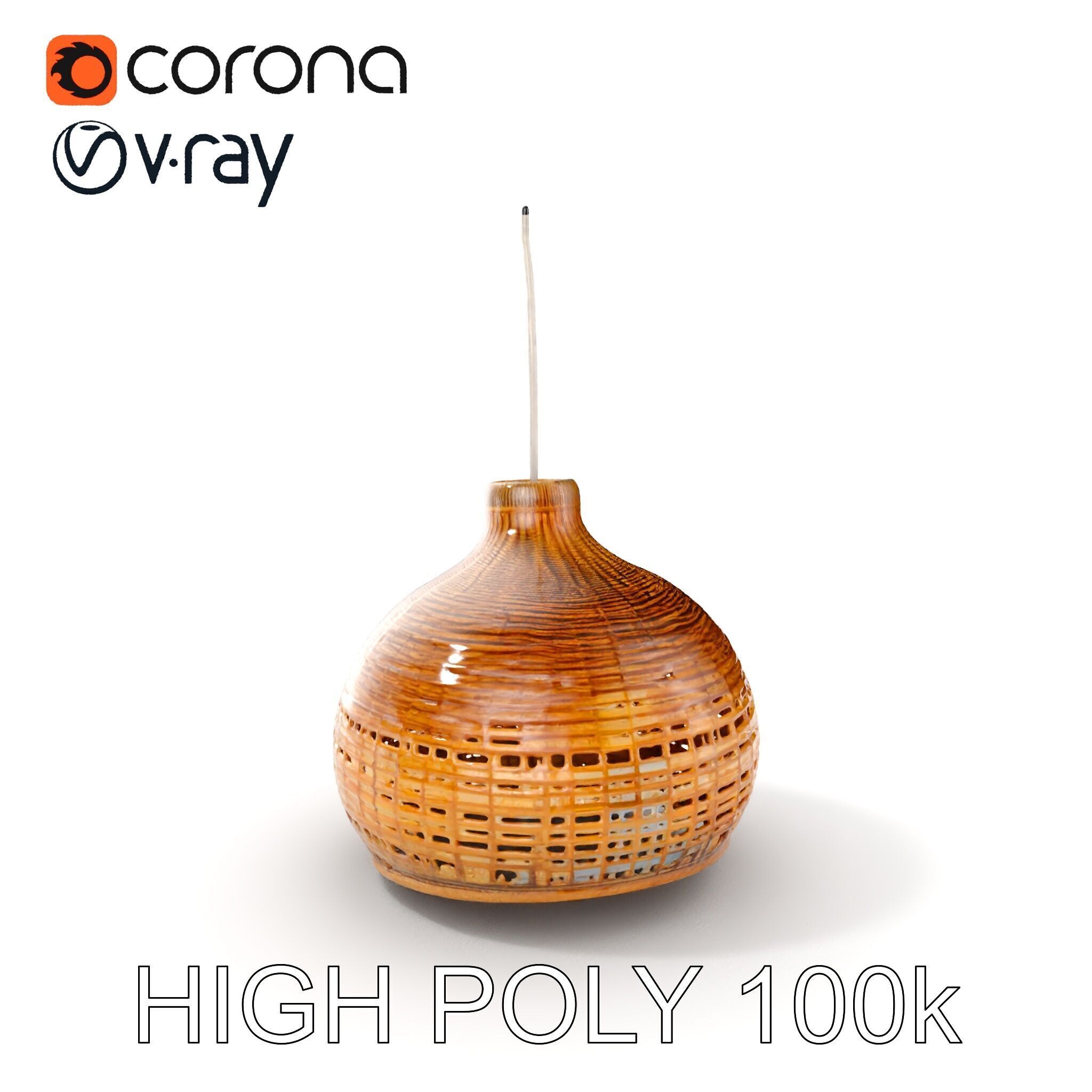 Decorative Wicker Lamp Shade Model Pack Low-poly 3D model_8