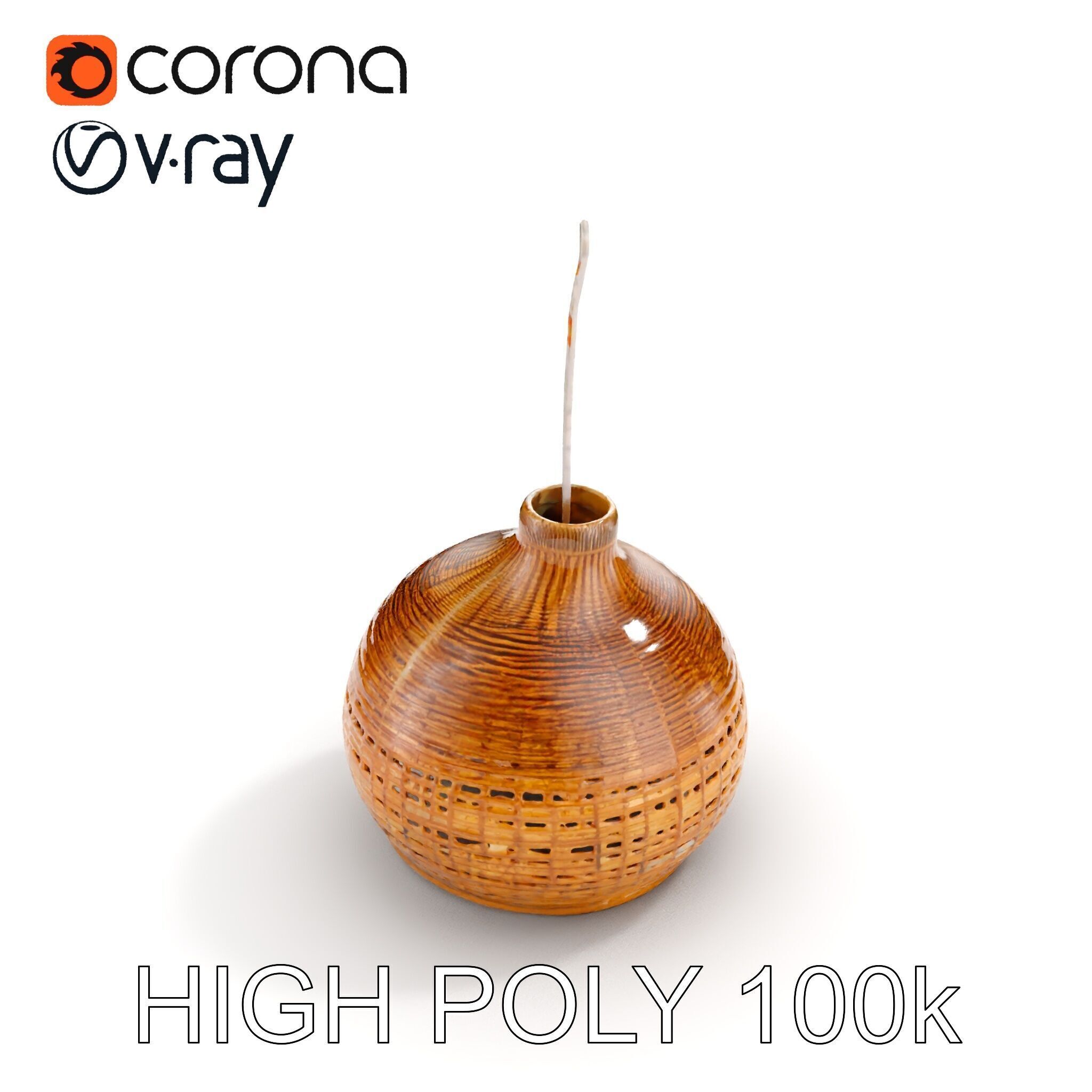 Decorative Wicker Lamp Shade Model Pack Low-poly 3D model_25