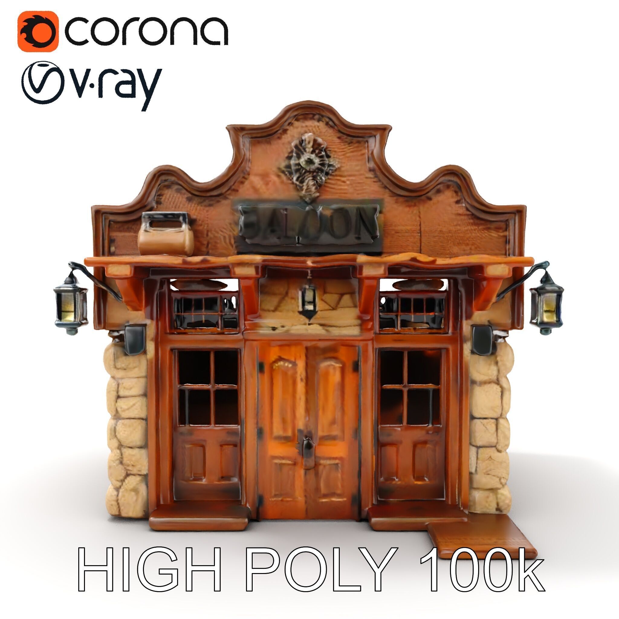 Wild West Saloon Model Pack with PBR Textures Low-poly 3D model_11