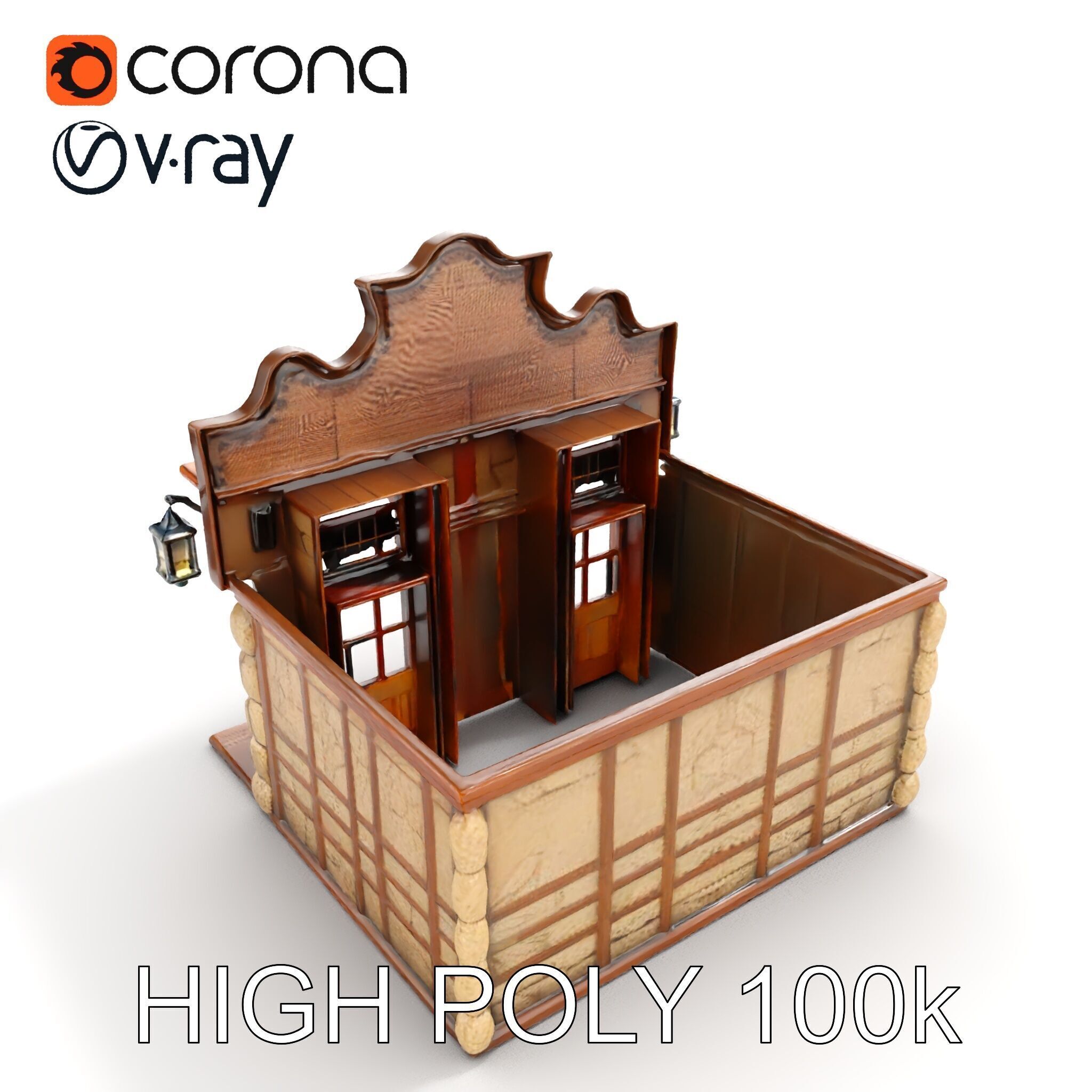 Wild West Saloon Model Pack with PBR Textures Low-poly 3D model_9