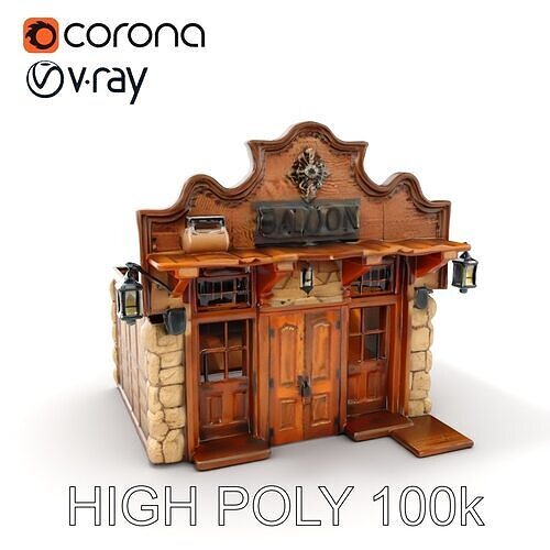 Wild West Saloon Model Pack with PBR Textures Low-poly 3D model