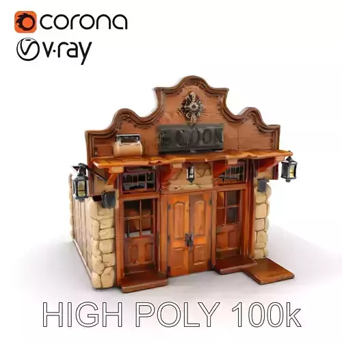 Wild West Saloon Model Pack with PBR Textures Low-poly 3D model