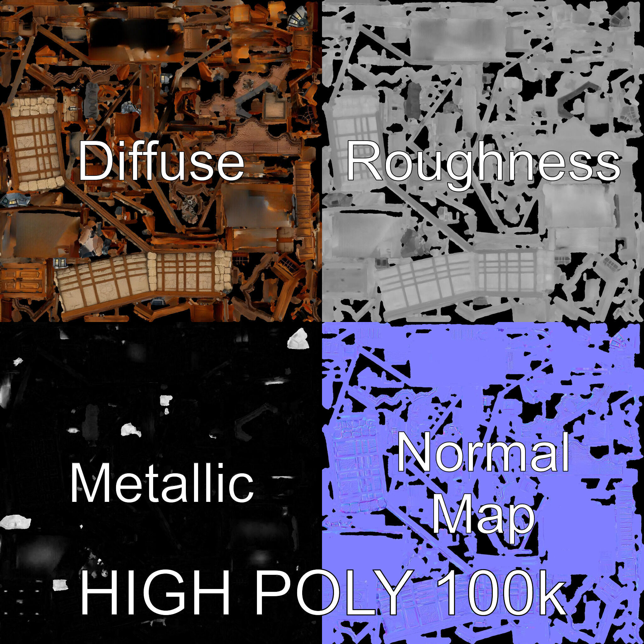 Wild West Saloon Model Pack with PBR Textures Low-poly 3D model_4