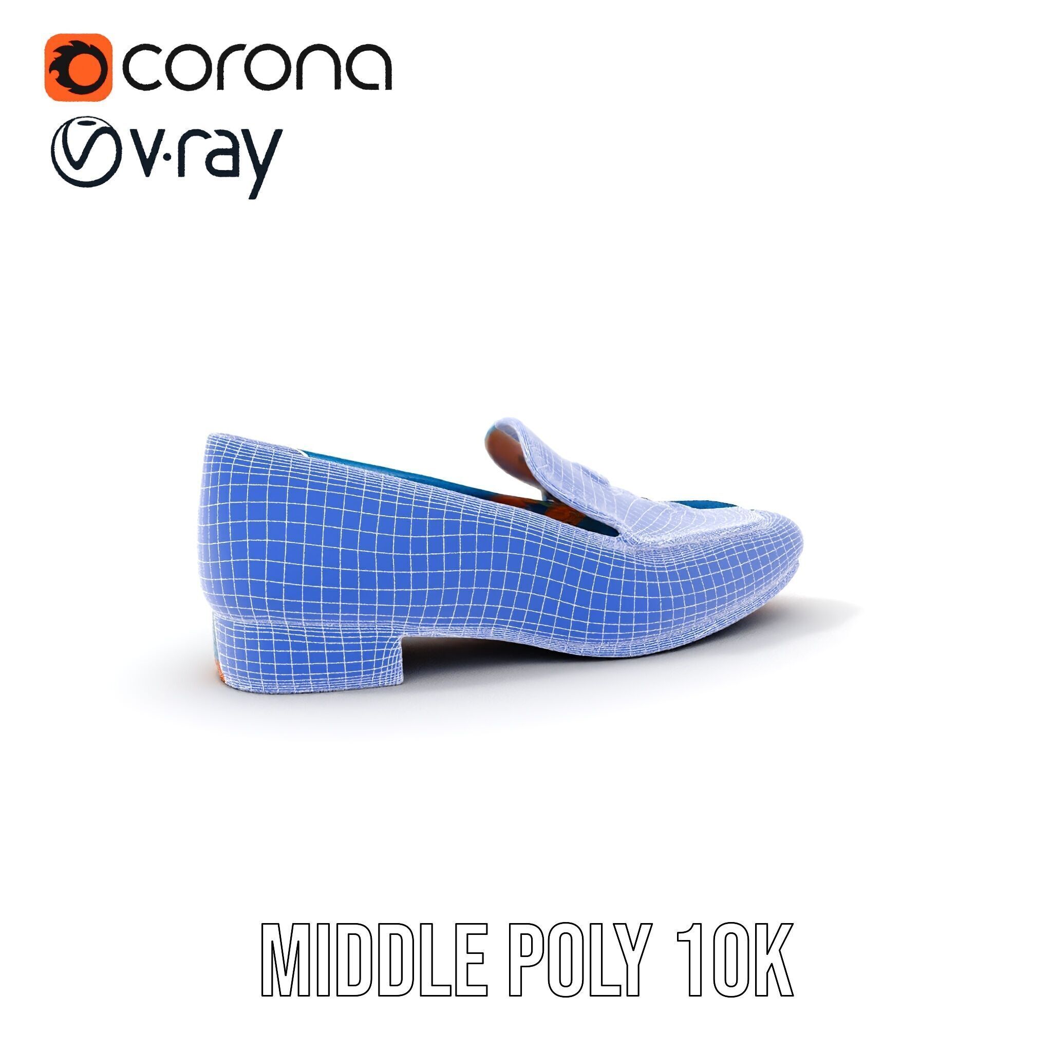 Embroidered Blue Loafer D Model Pack Low-poly 3D model_20