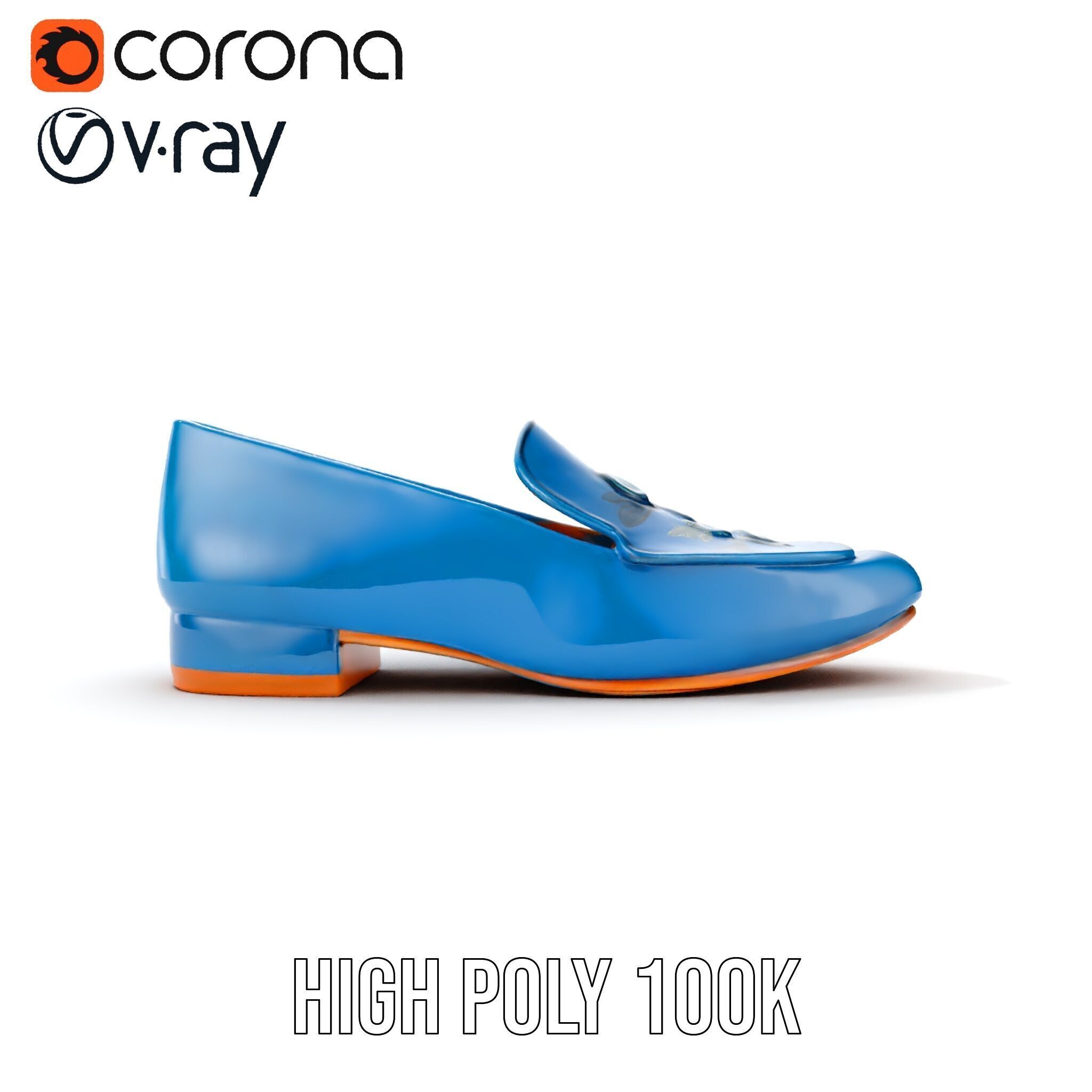 Embroidered Blue Loafer D Model Pack Low-poly 3D model_16