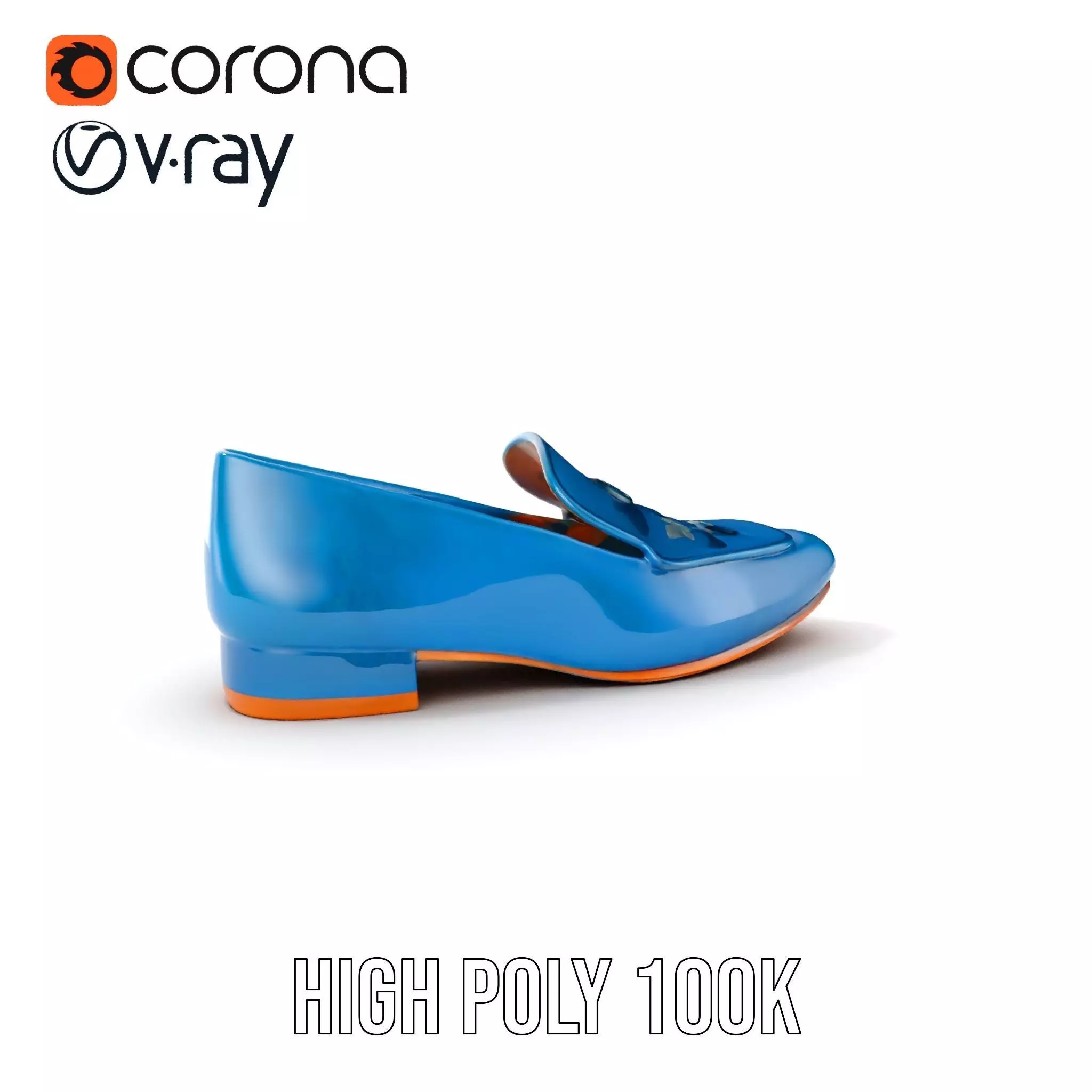 Embroidered Blue Loafer D Model Pack Low-poly 3D model_0