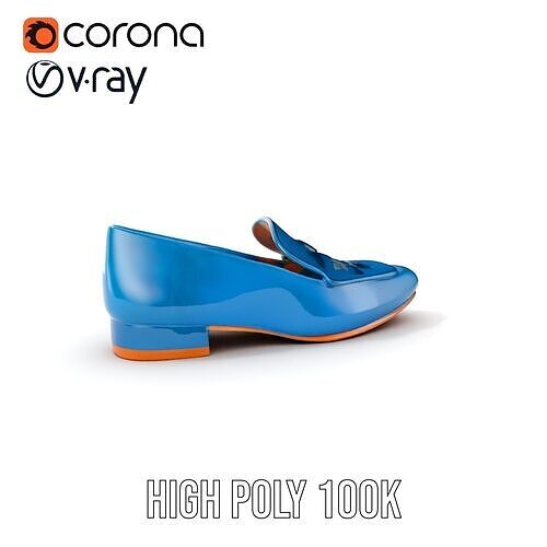 Embroidered Blue Loafer D Model Pack Low-poly 3D model