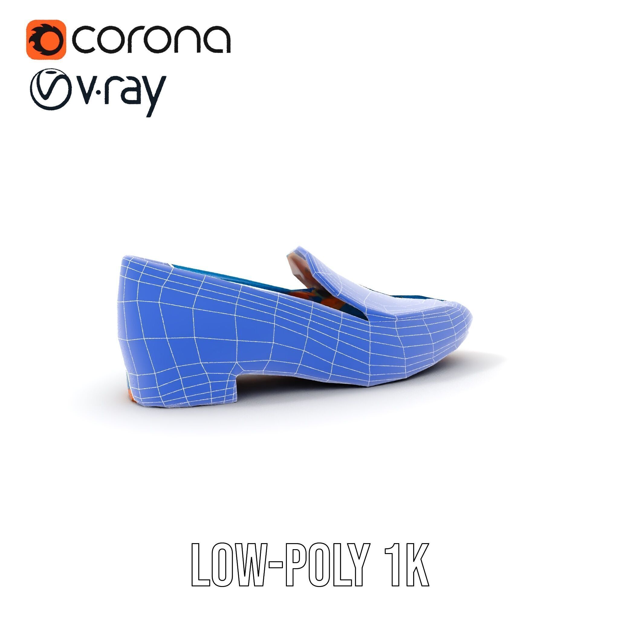 Embroidered Blue Loafer D Model Pack Low-poly 3D model_18