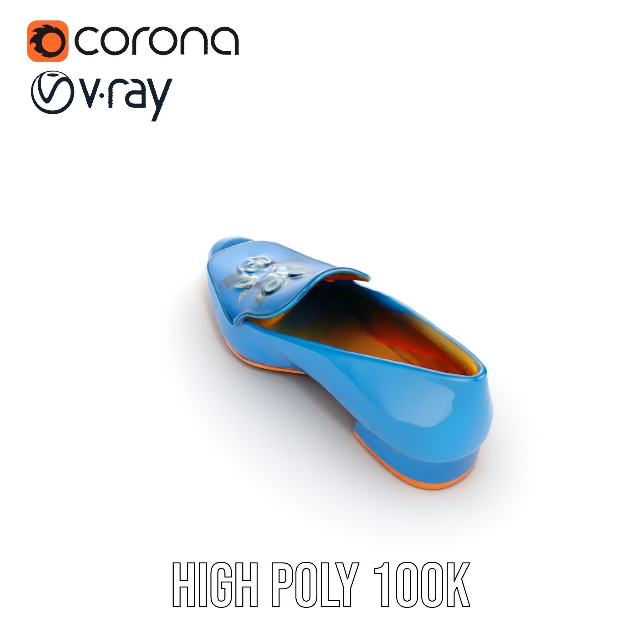 Embroidered Blue Loafer D Model Pack Low-poly 3D model_22