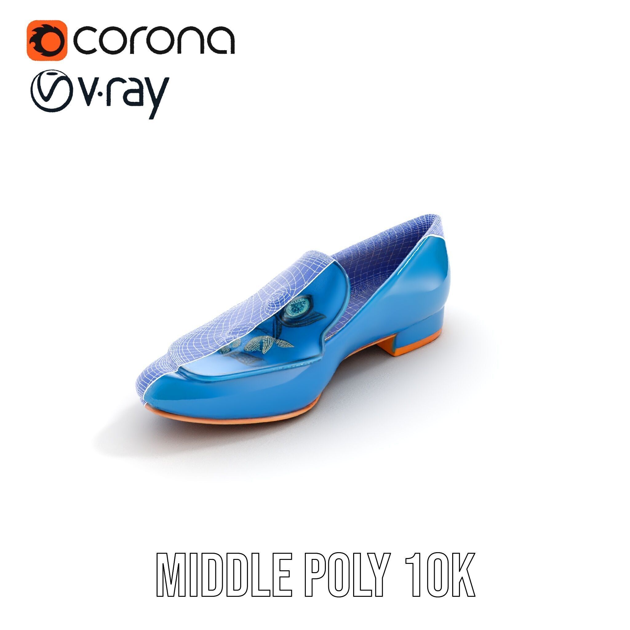 Embroidered Blue Loafer D Model Pack Low-poly 3D model_14