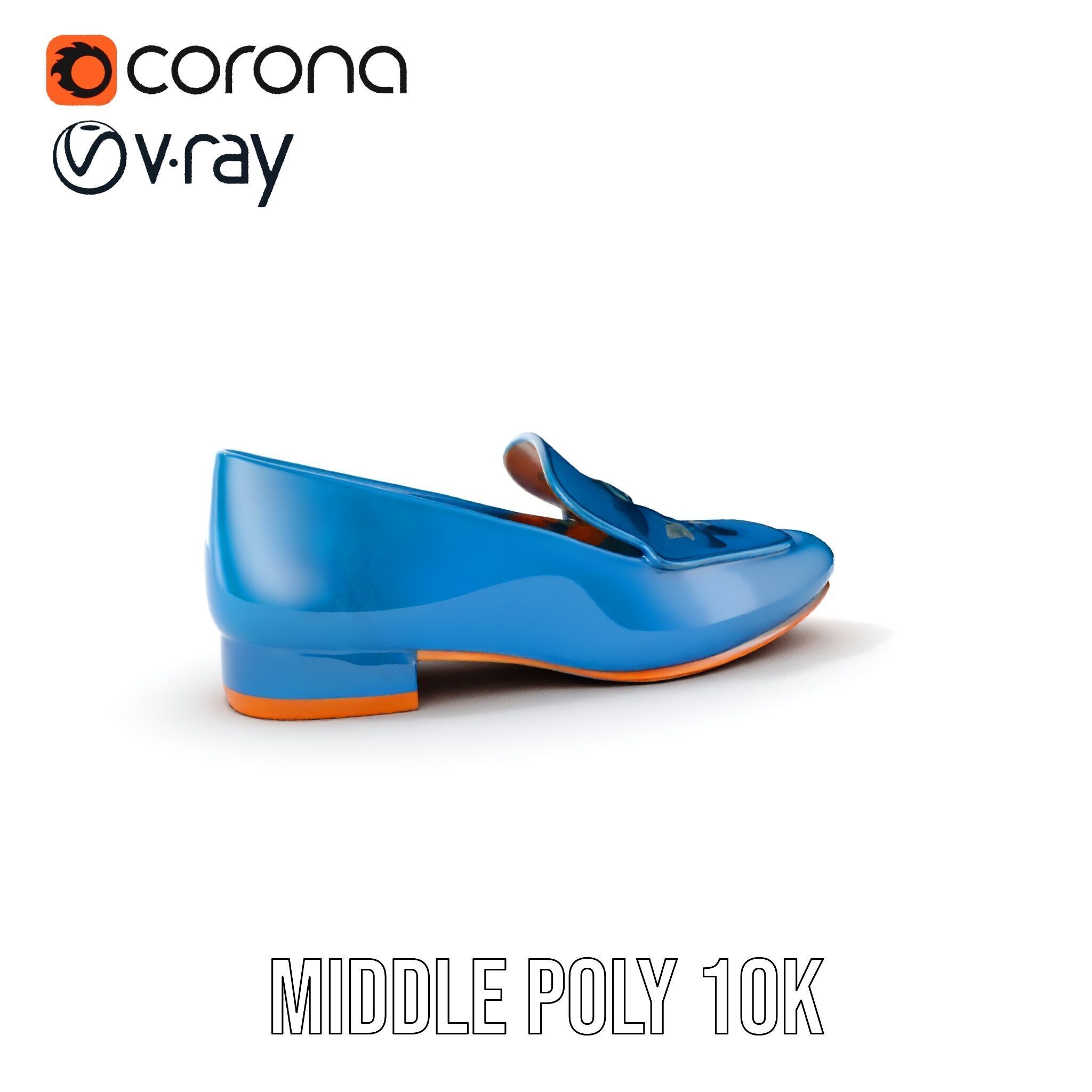 Embroidered Blue Loafer D Model Pack Low-poly 3D model_9