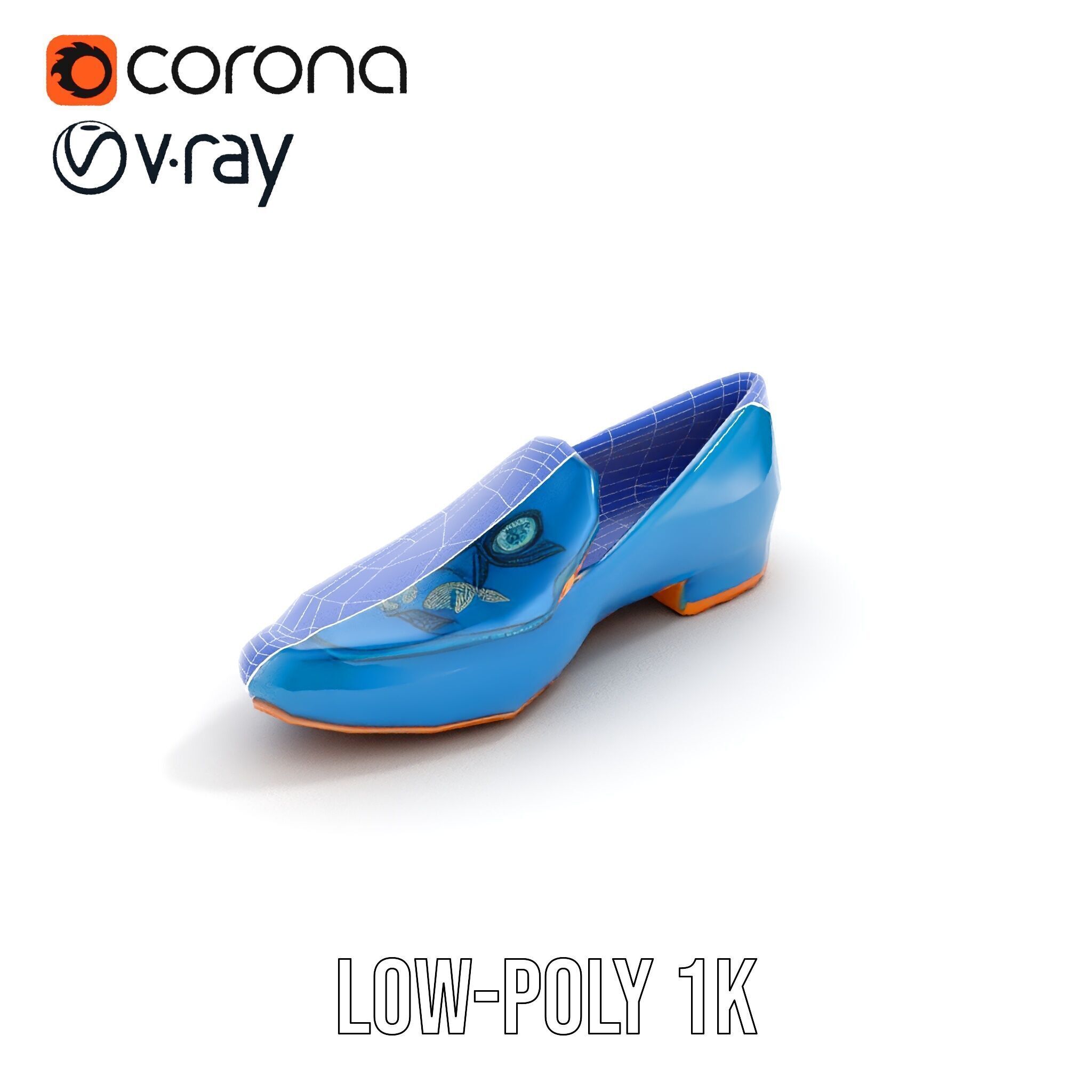 Embroidered Blue Loafer D Model Pack Low-poly 3D model_24
