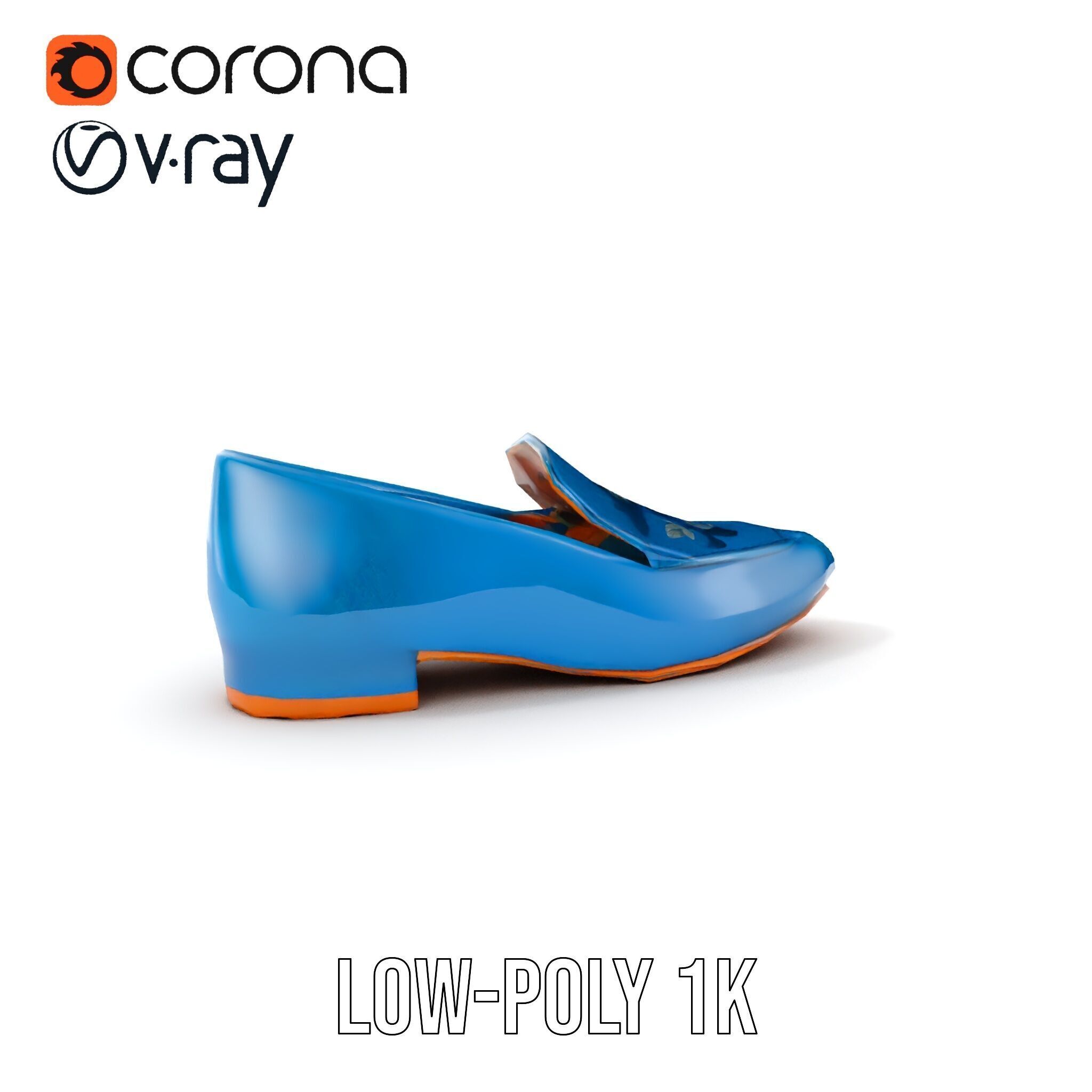 Embroidered Blue Loafer D Model Pack Low-poly 3D model_8
