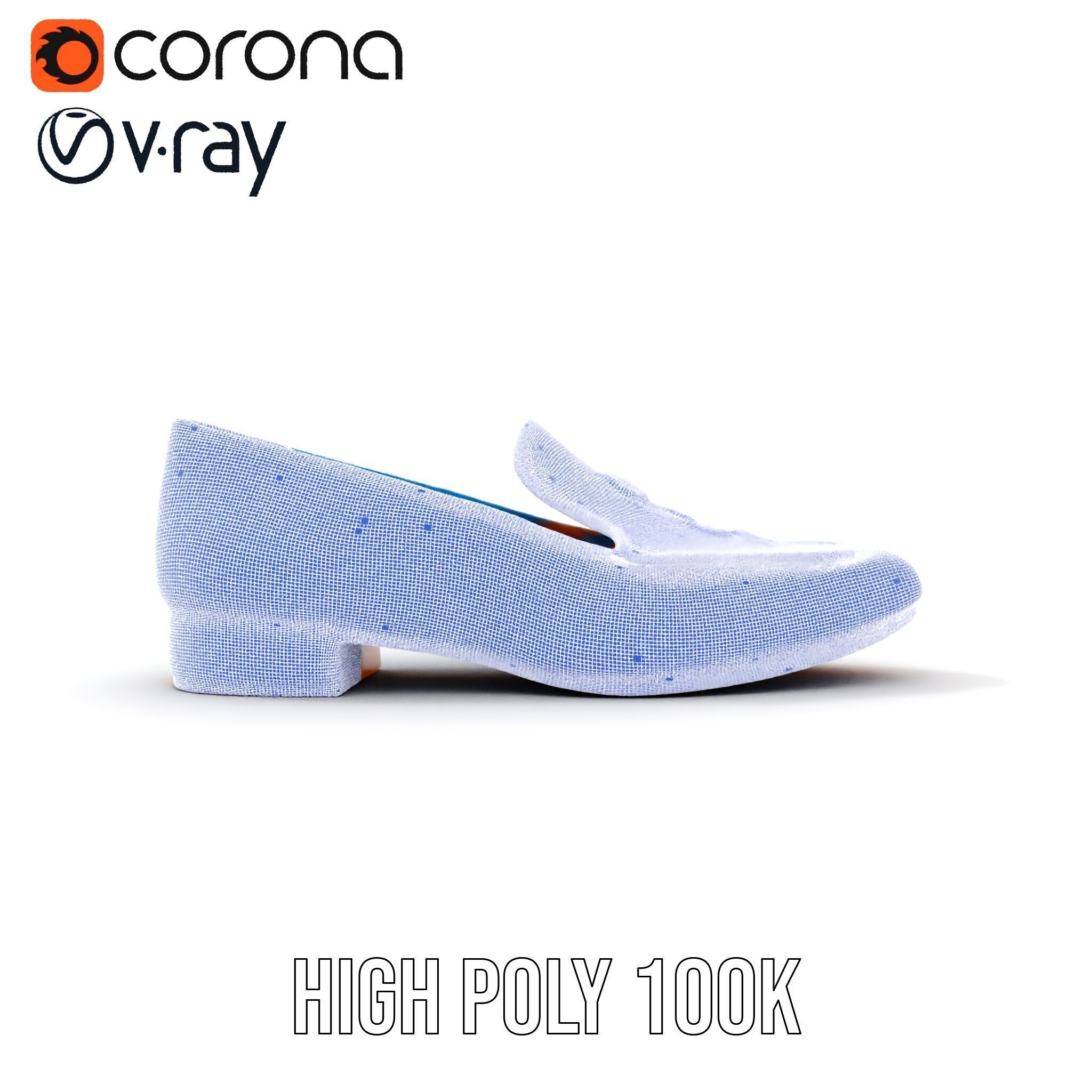 Embroidered Blue Loafer D Model Pack Low-poly 3D model_27