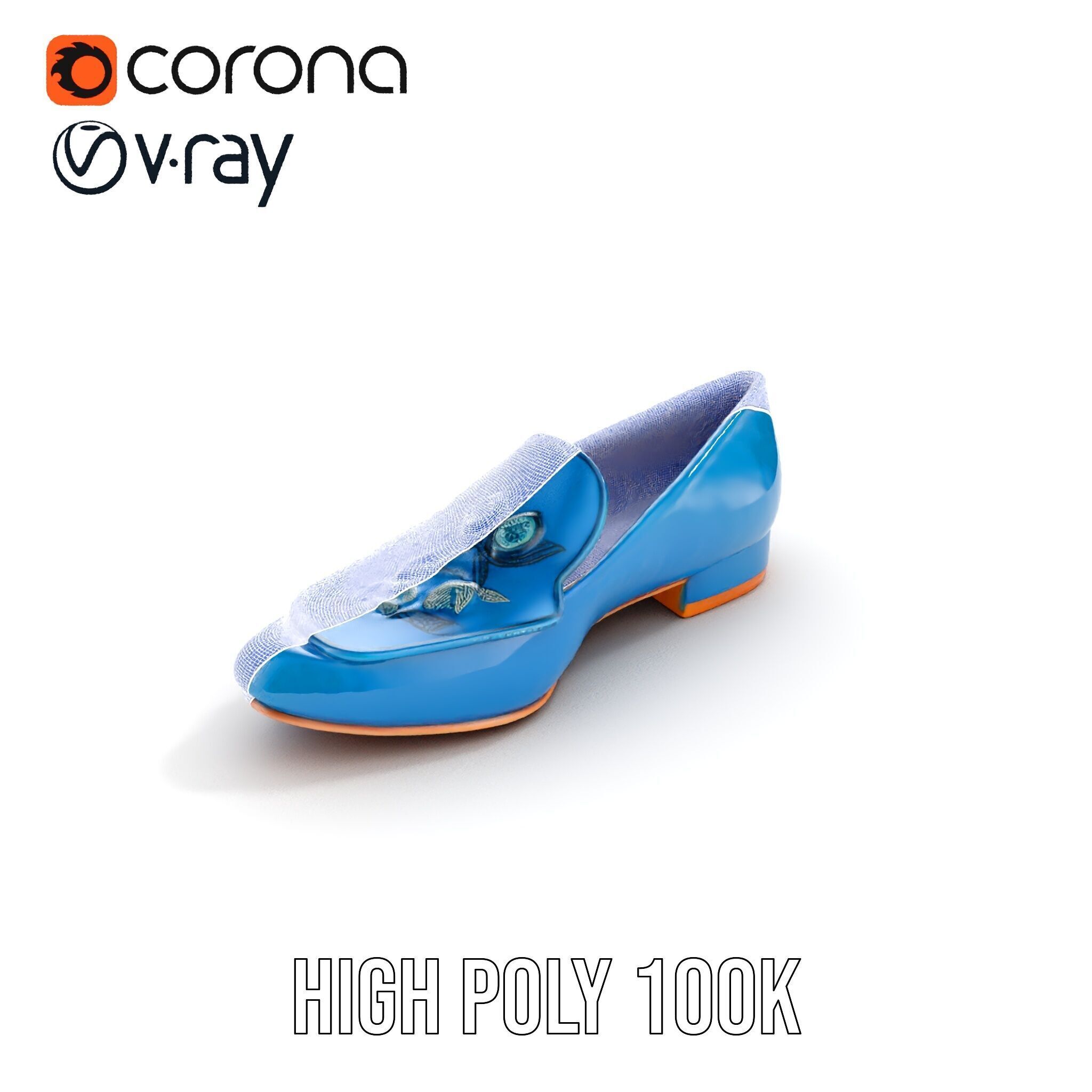 Embroidered Blue Loafer D Model Pack Low-poly 3D model_36