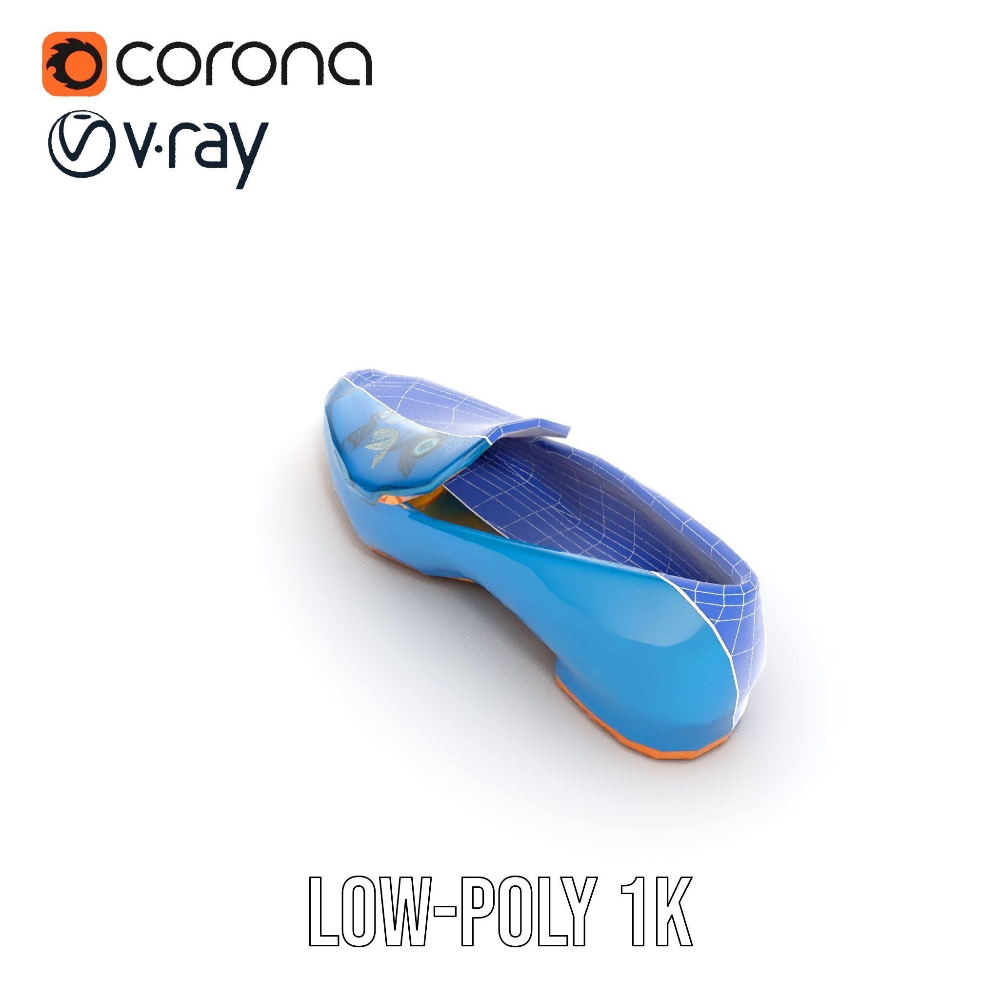 Embroidered Blue Loafer D Model Pack Low-poly 3D model_21