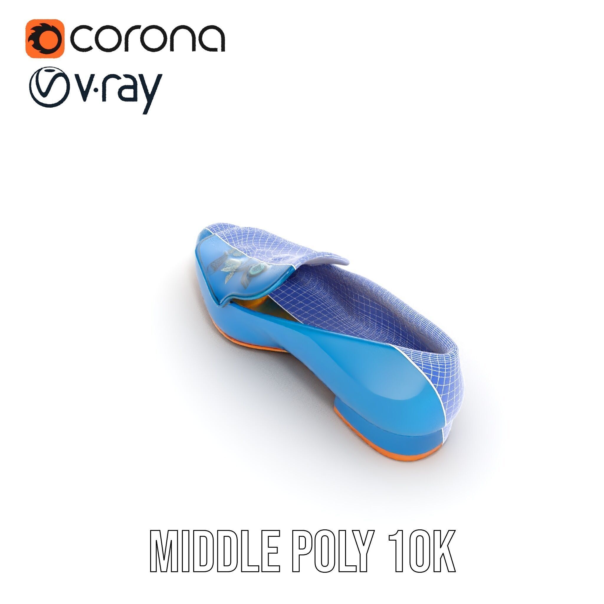 Embroidered Blue Loafer D Model Pack Low-poly 3D model_12