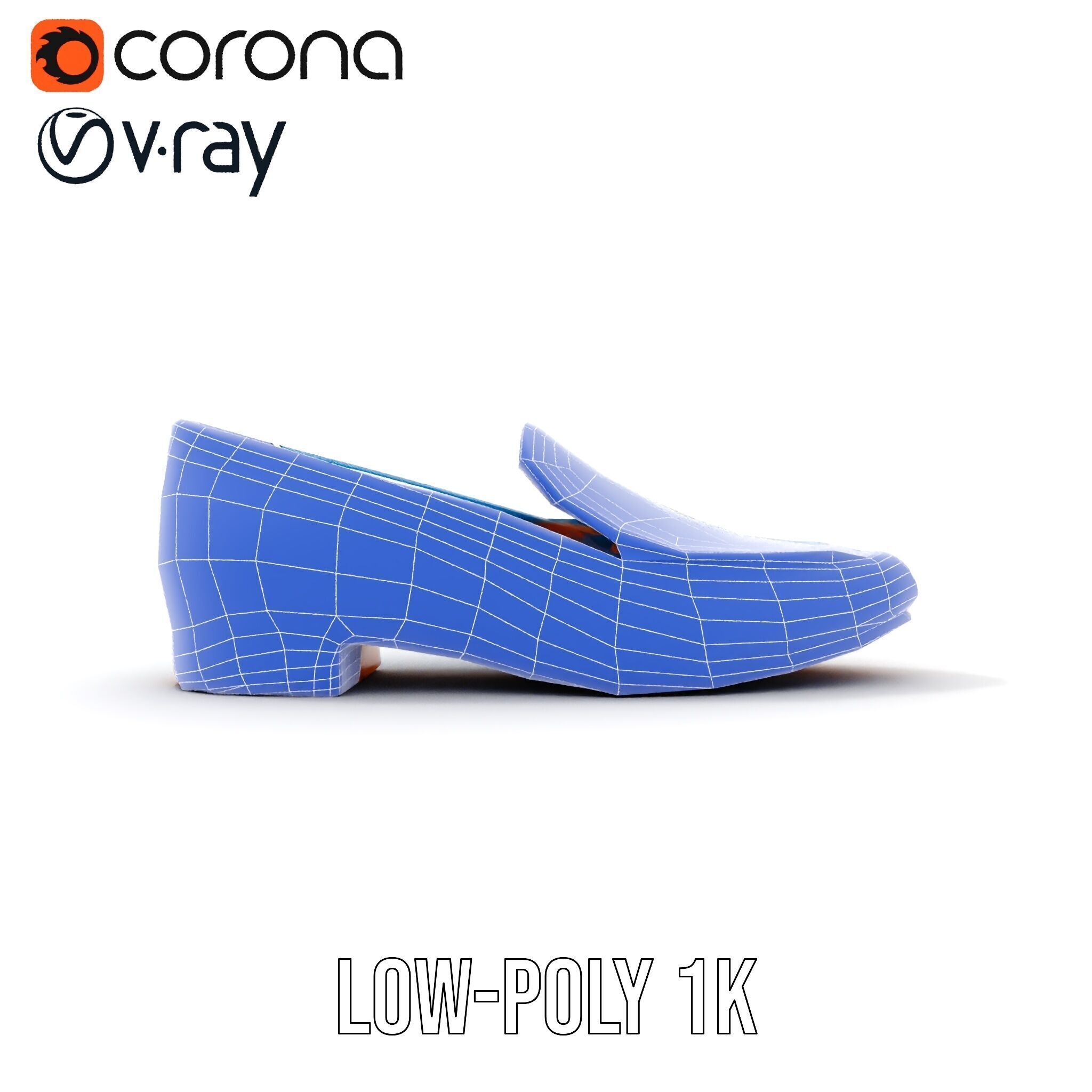 Embroidered Blue Loafer D Model Pack Low-poly 3D model_32