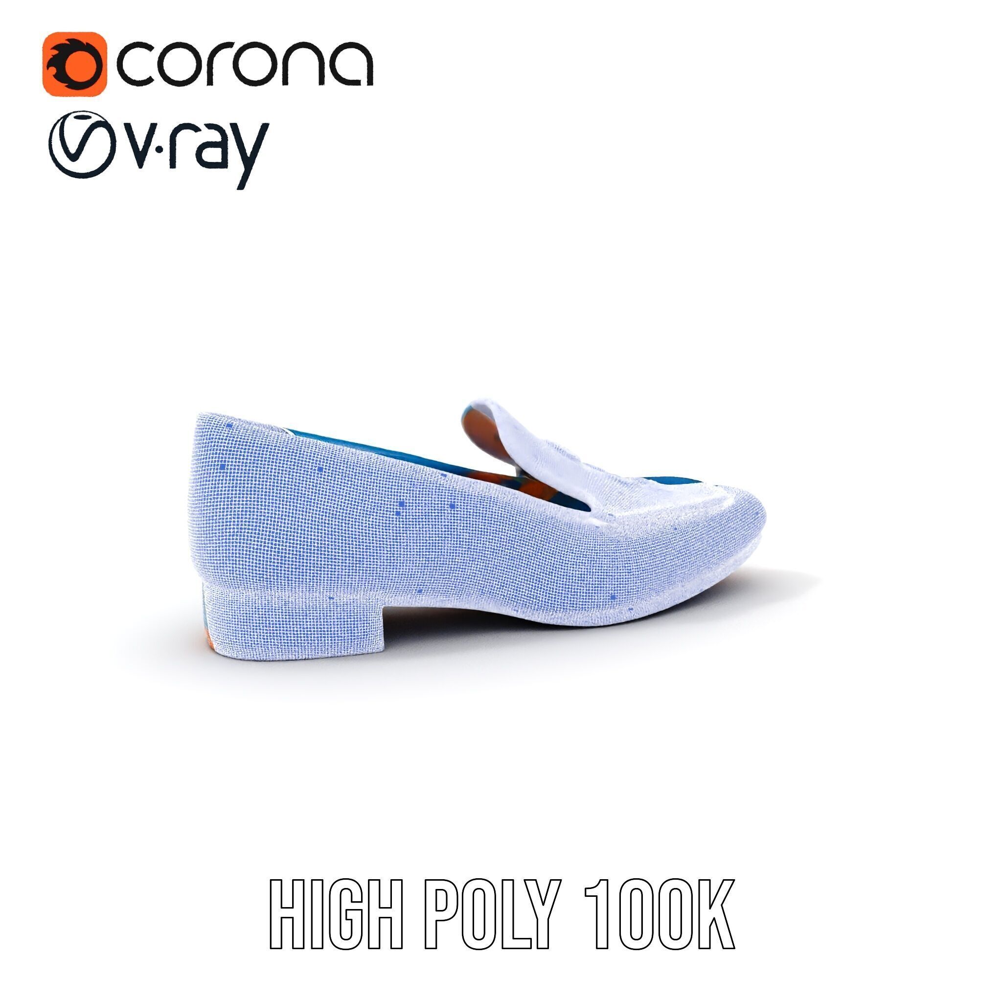 Embroidered Blue Loafer D Model Pack Low-poly 3D model_5