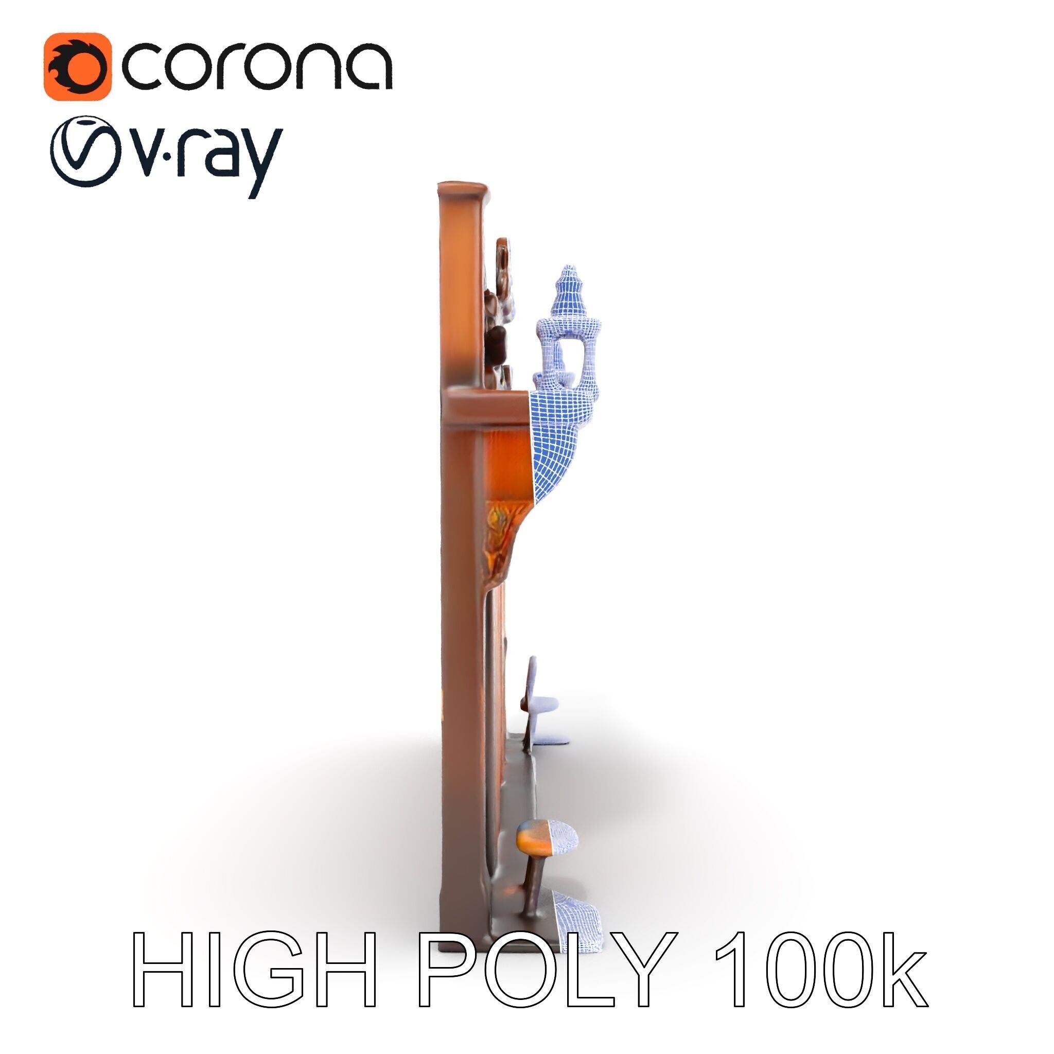 Western Saloon Frontage Model Pack with Detailed Features Low-poly 3D model_35