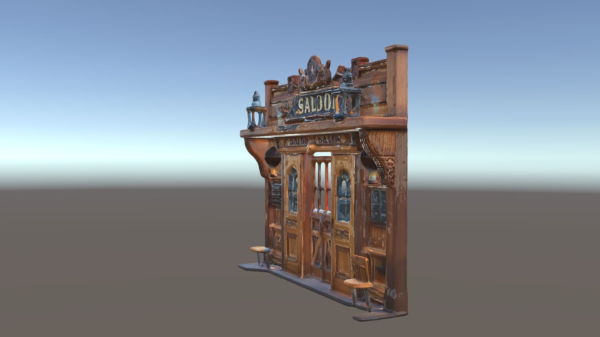 Western Saloon Frontage Model Pack with Detailed Features Low-poly 3D model_5