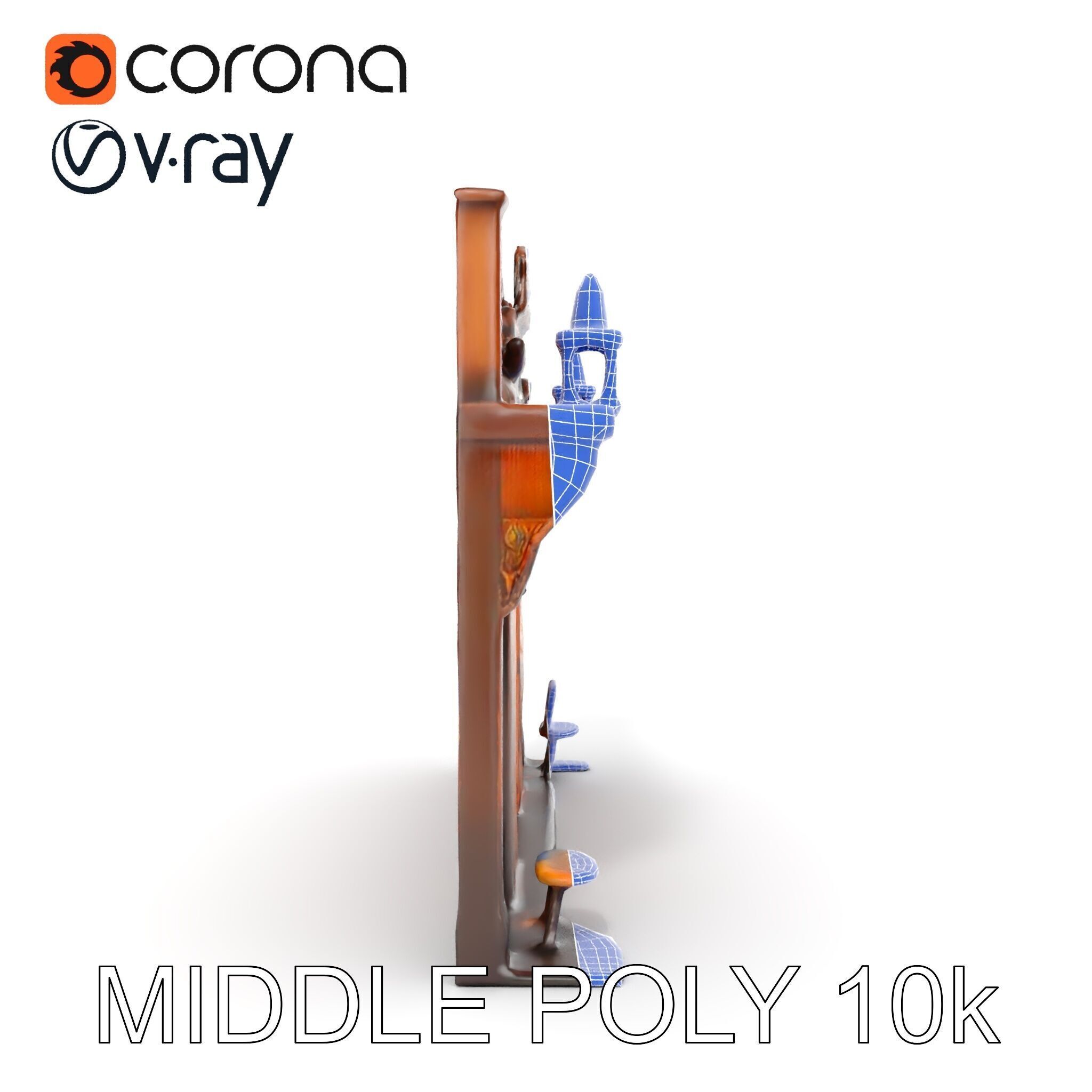 Western Saloon Frontage Model Pack with Detailed Features Low-poly 3D model_30