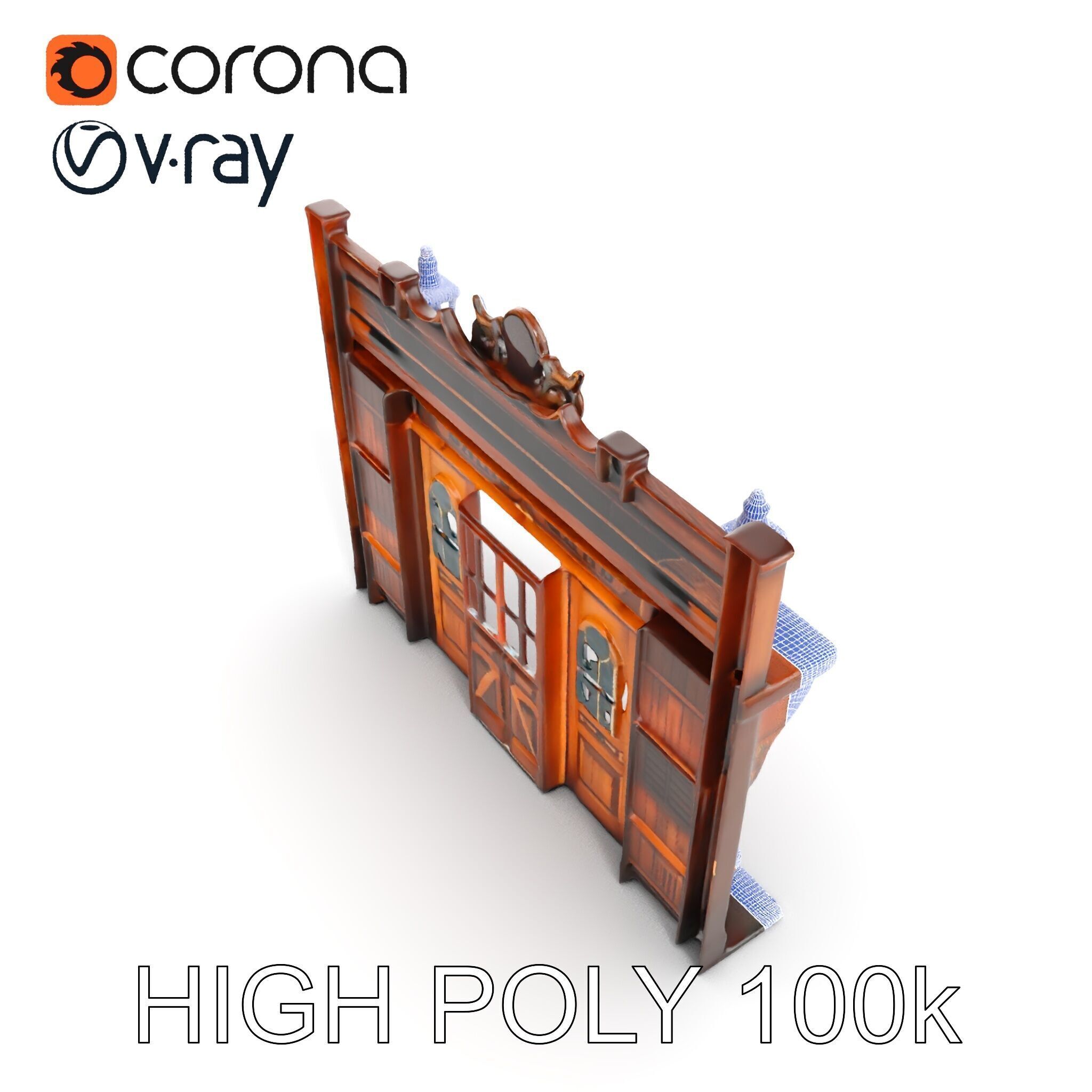 Western Saloon Frontage Model Pack with Detailed Features Low-poly 3D model_21