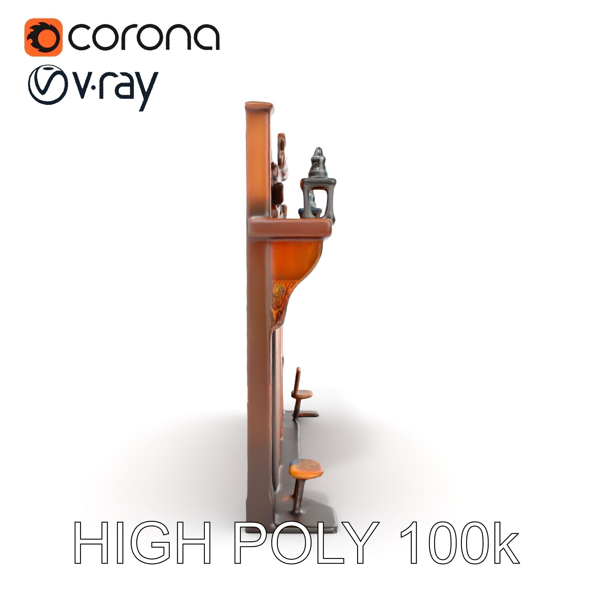 Western Saloon Frontage Model Pack with Detailed Features Low-poly 3D model_24