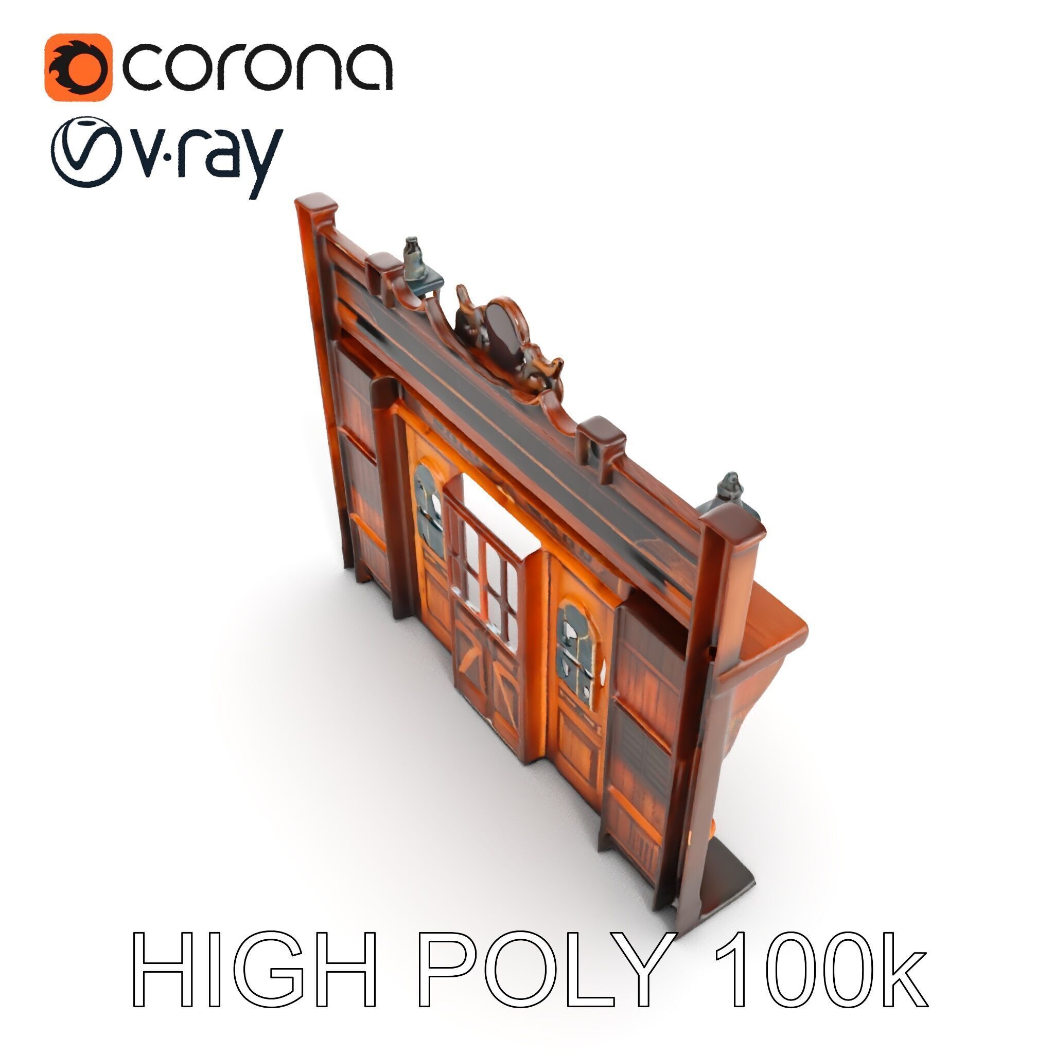 Western Saloon Frontage Model Pack with Detailed Features Low-poly 3D model_18